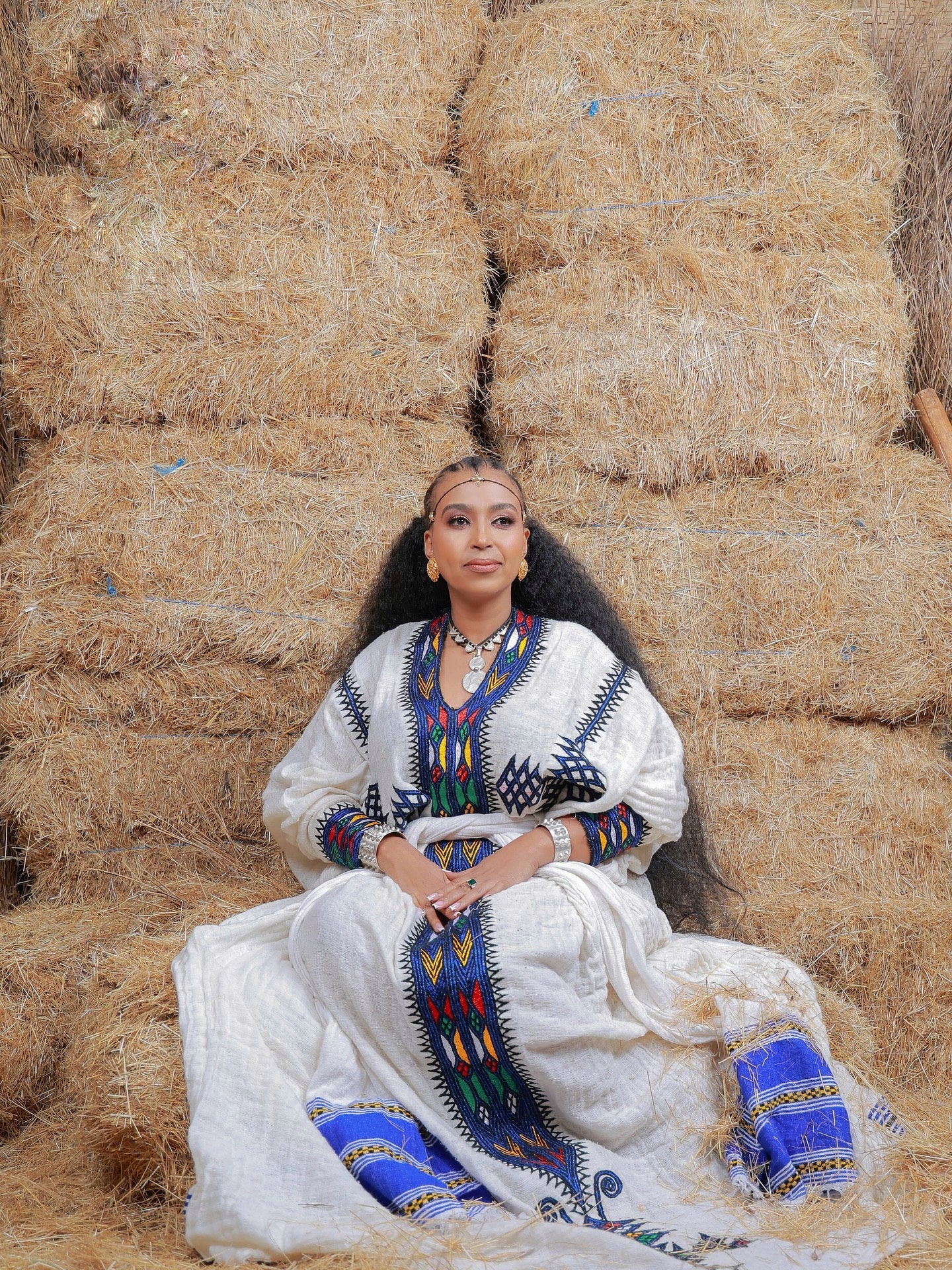 SHEWIT MULTICOLORED HABESHA KEMIS | ETHIOPIAN CLOTHING AND TRADITIONAL DRESS | VIBRANT EMBROIDERY HABESHA DRESS