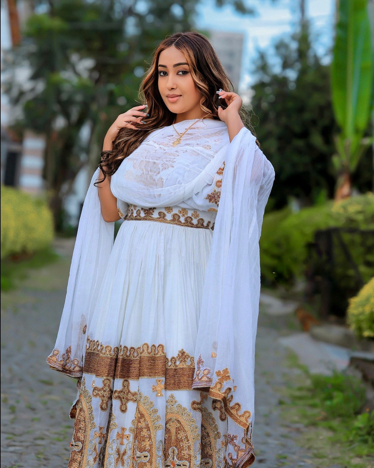 KWAKBT AUTHENTIC GOLDEN HABESHA DRESS | ETHIOPIAN WEDDING DRESS | GRACEFUL HABESHA KEMIS
