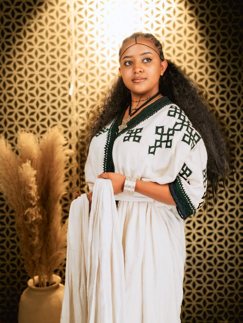 DESTA BEAUTIFUL ETHIOPIAN DRESS | DEEP GREEN TILET HABESHA KEMIS | STUNNING HABSHA DRESS