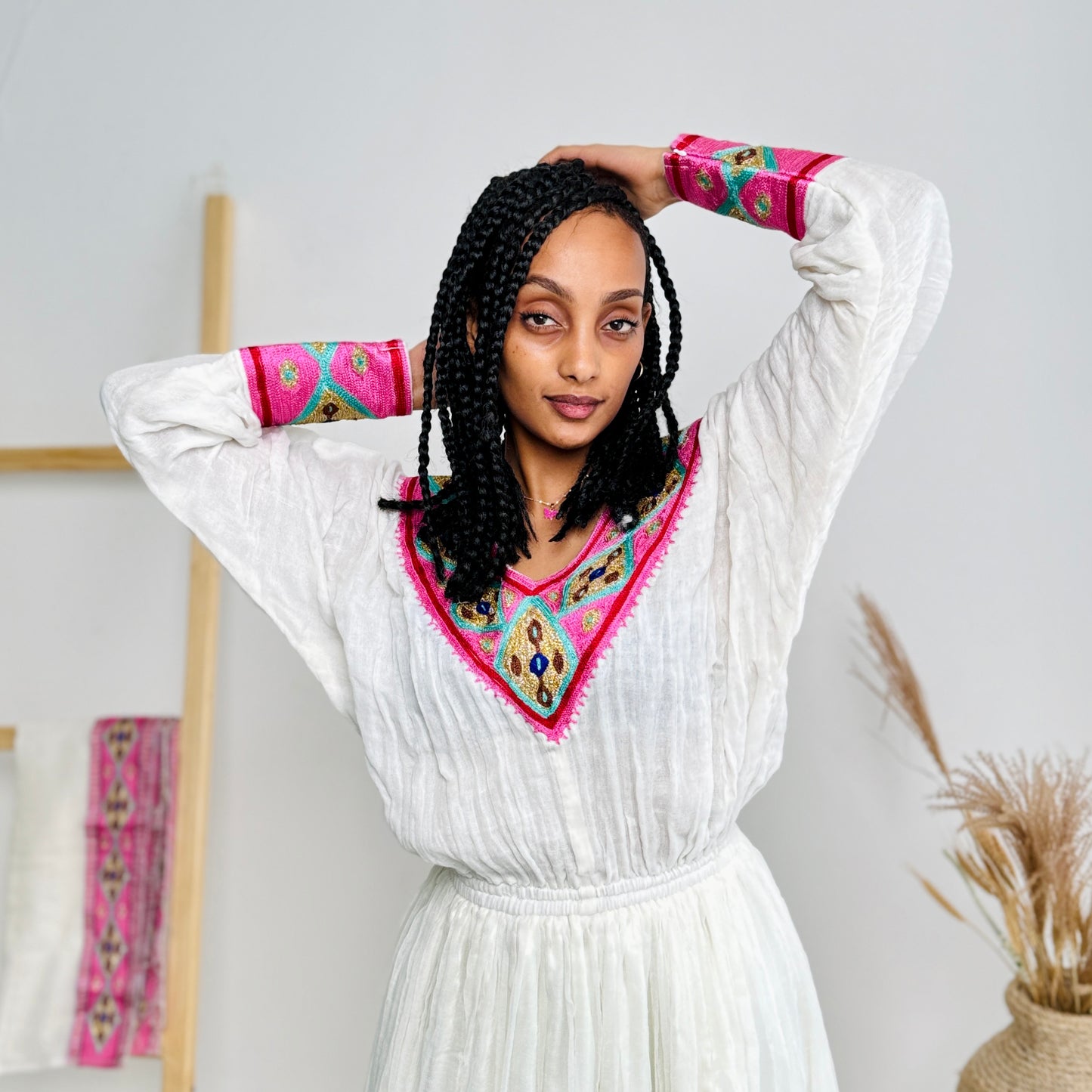 Ethiopian Dress | Soft Pink Elegance | Special Occasions | Minimalist Handcrafted Design | Habesha Dress Hab99