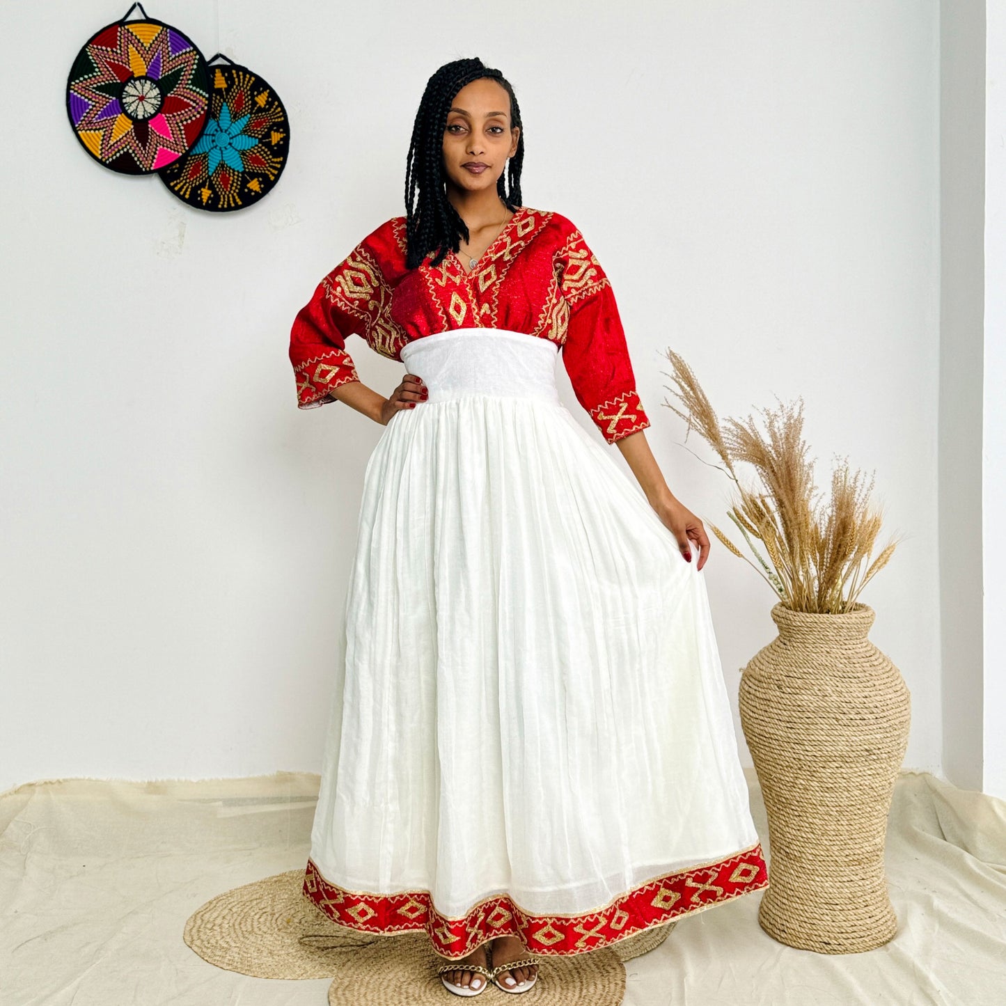 Vibrant Red Habesha Dress for Special Occasions Hab21