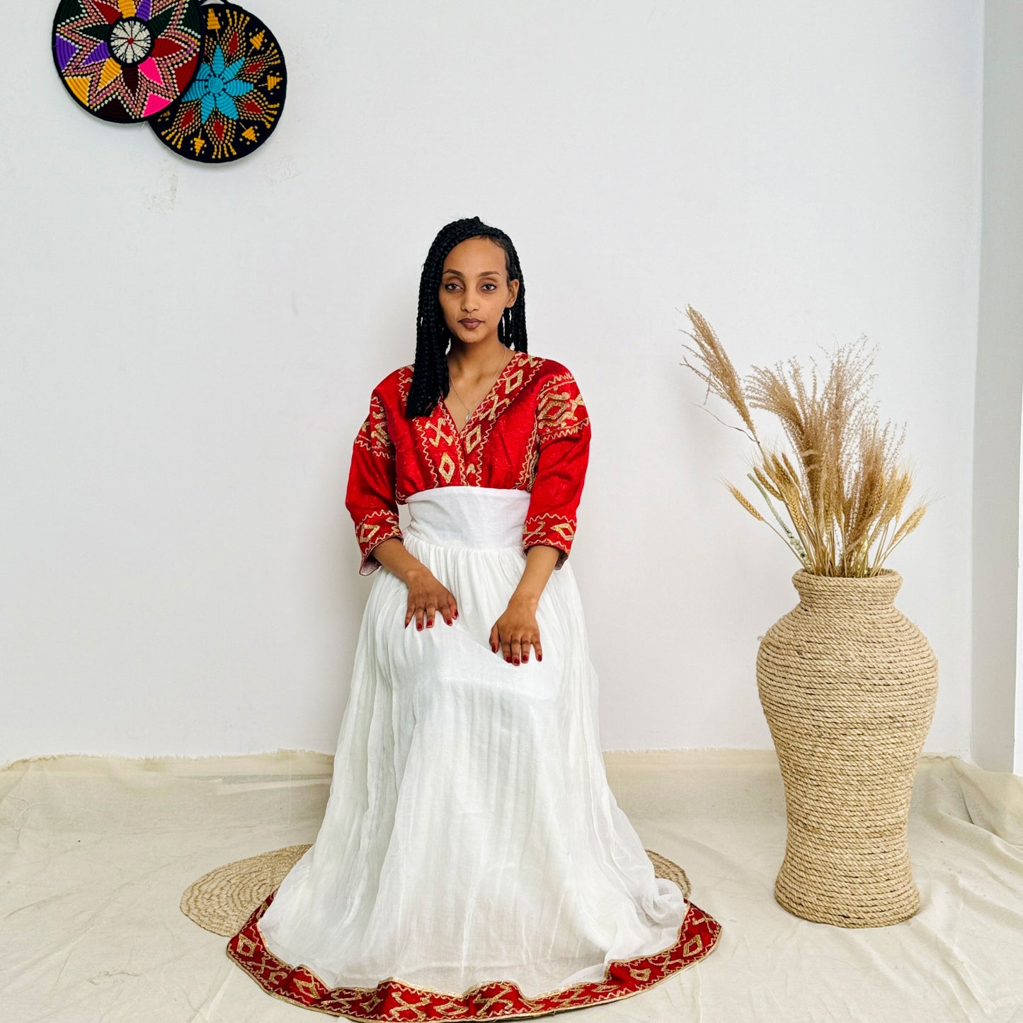 Vibrant Red Habesha Dress for Special Occasions Hab21