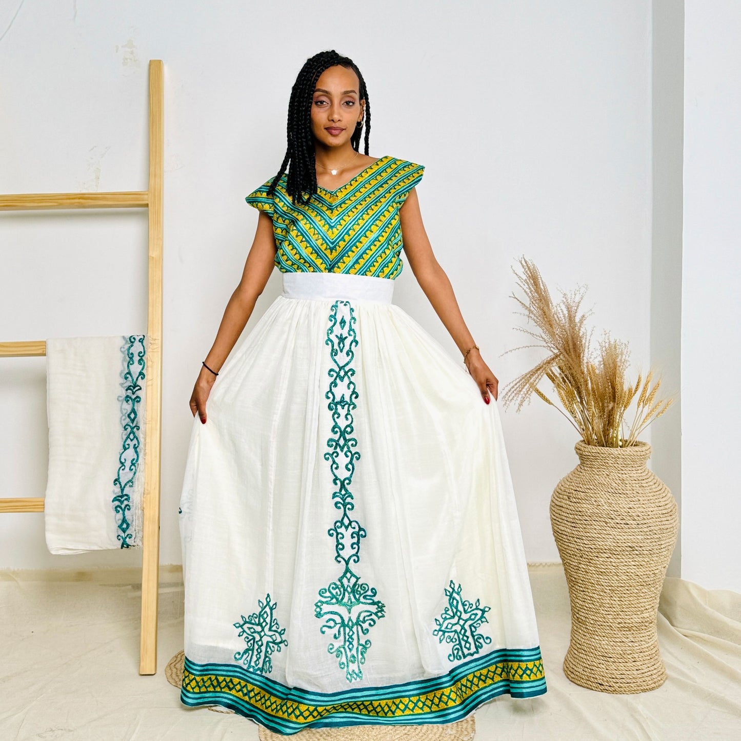 Gorgeous Blue Habesha Dress Golden Touch Habesha Kemis Hab52