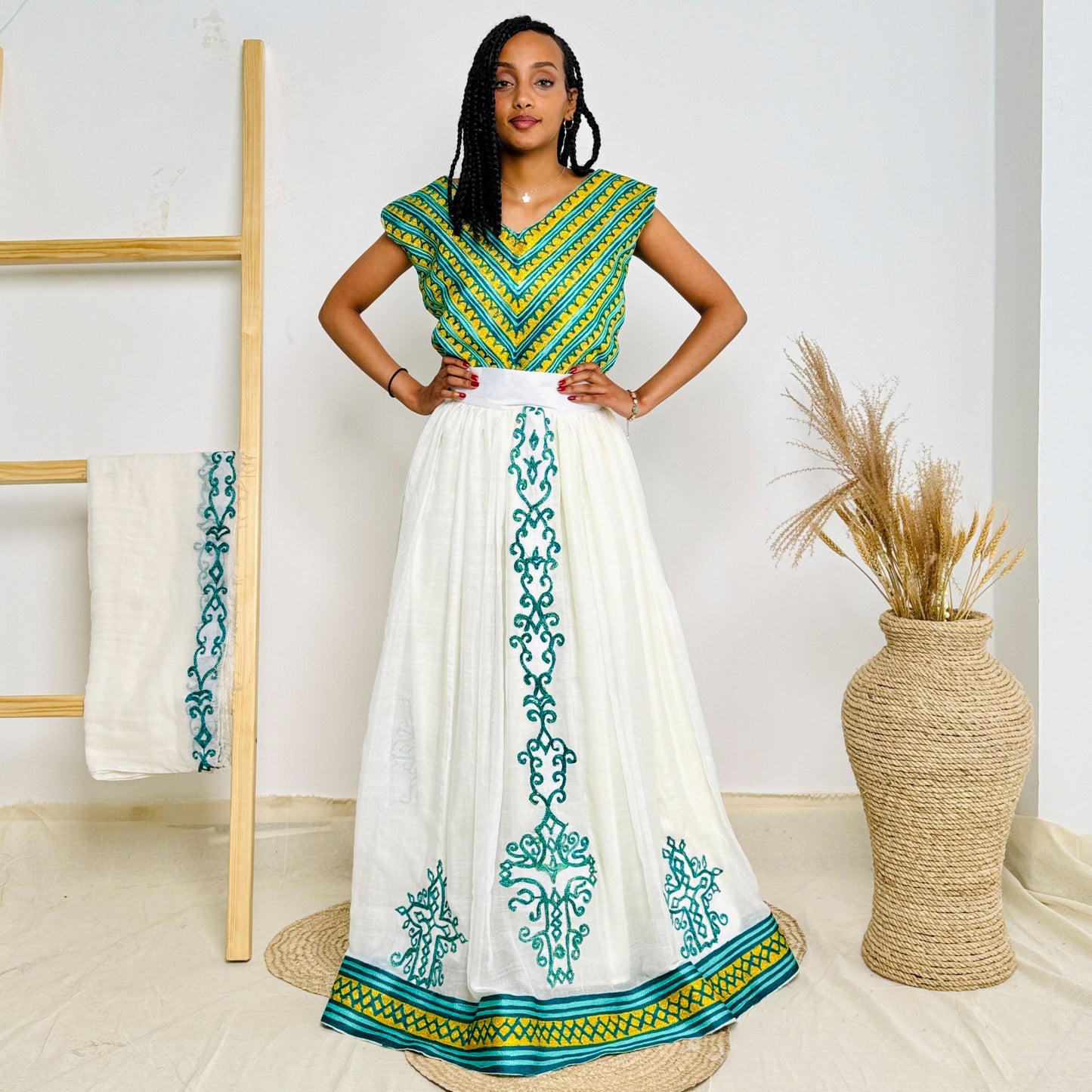 Gorgeous Blue Habesha Dress Golden Touch Habesha Kemis Hab52