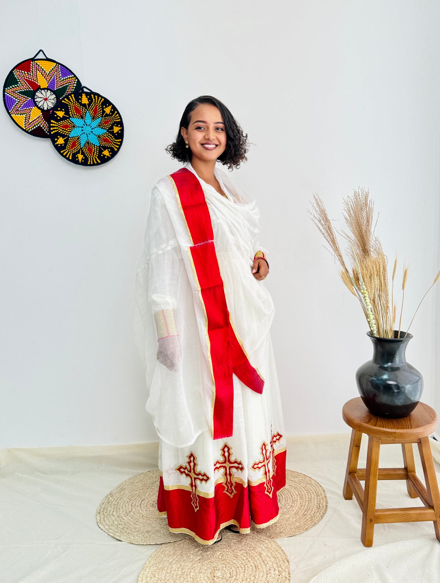 Ethiopian Dress | Intricate Embroidery Dress | Cultural Events Dress | Red Habesha Dress | Habesha Dress Hab110
