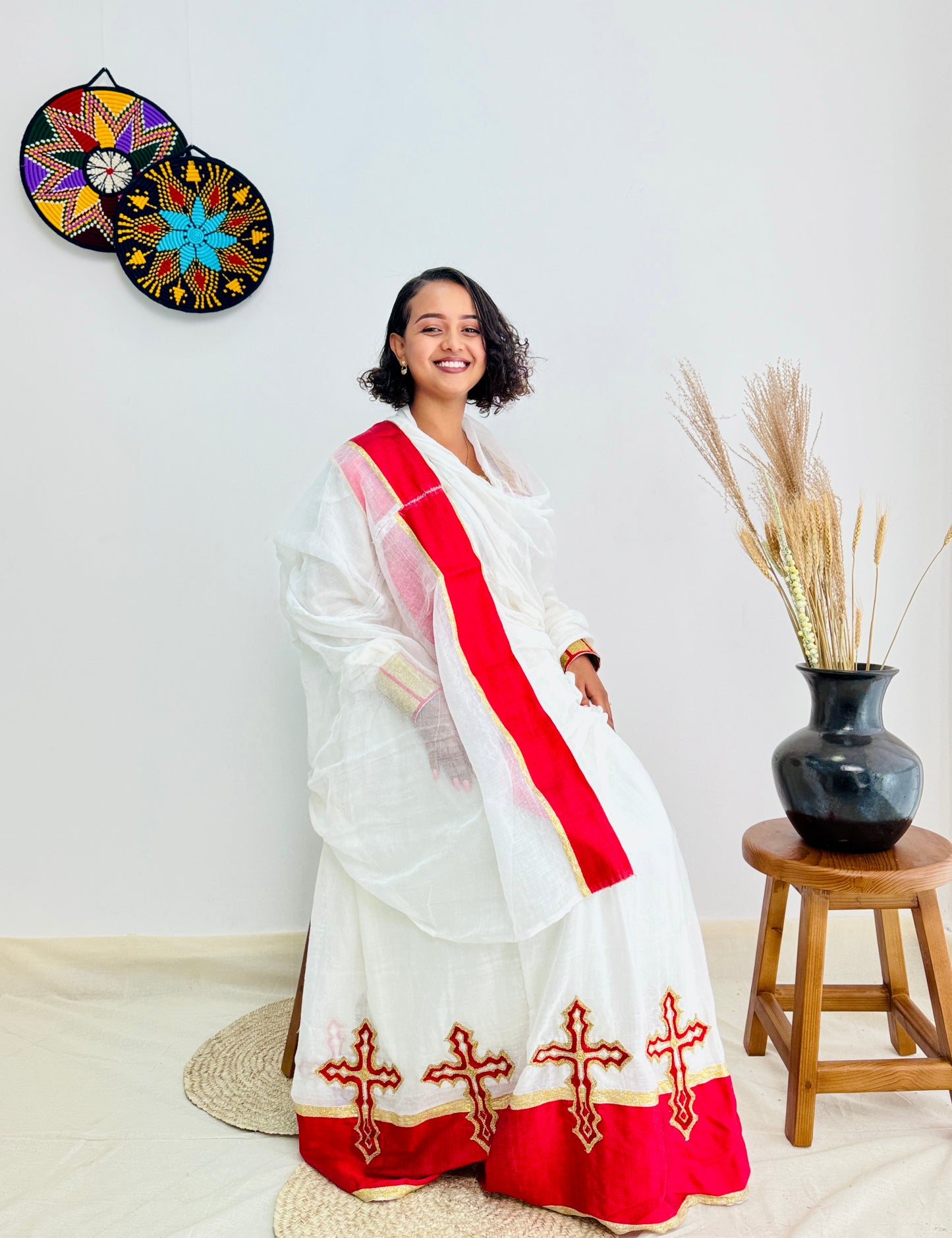 Ethiopian Dress | Intricate Embroidery Dress | Cultural Events Dress | Red Habesha Dress | Habesha Dress Hab110