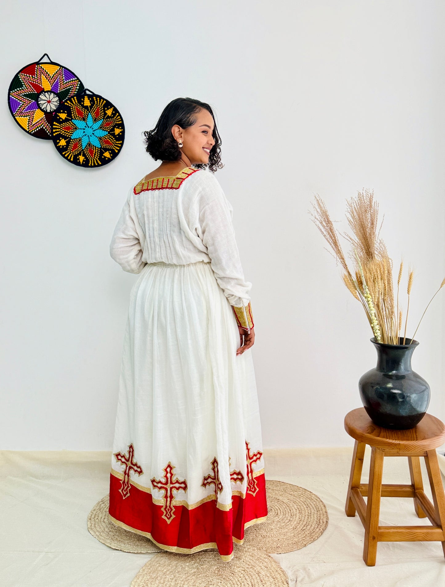 Ethiopian Dress | Intricate Embroidery Dress | Cultural Events Dress | Red Habesha Dress | Habesha Dress Hab110