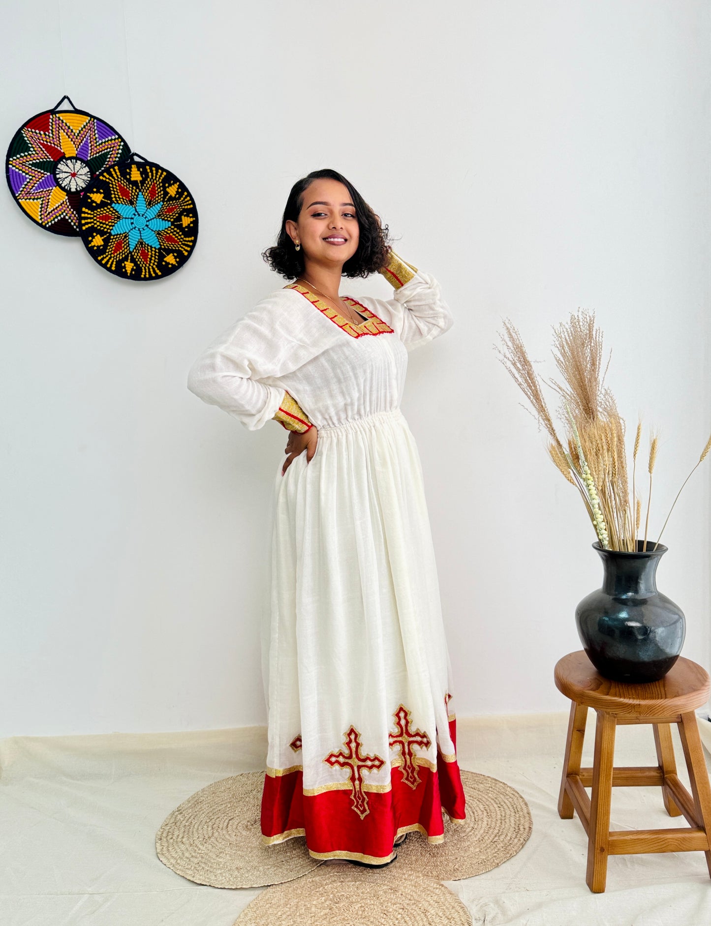 Ethiopian Dress | Intricate Embroidery Dress | Cultural Events Dress | Red Habesha Dress | Habesha Dress Hab110