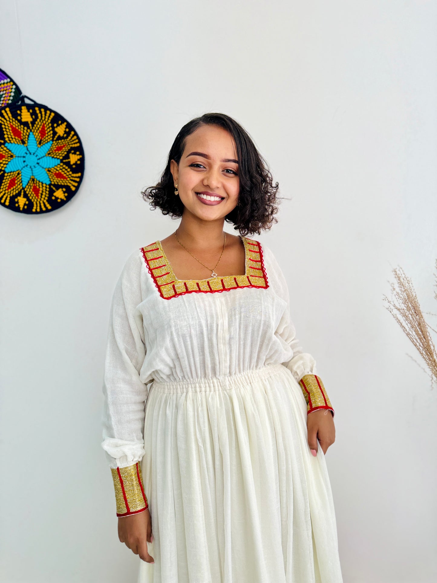 Ethiopian Dress | Intricate Embroidery Dress | Cultural Events Dress | Red Habesha Dress | Habesha Dress Hab110