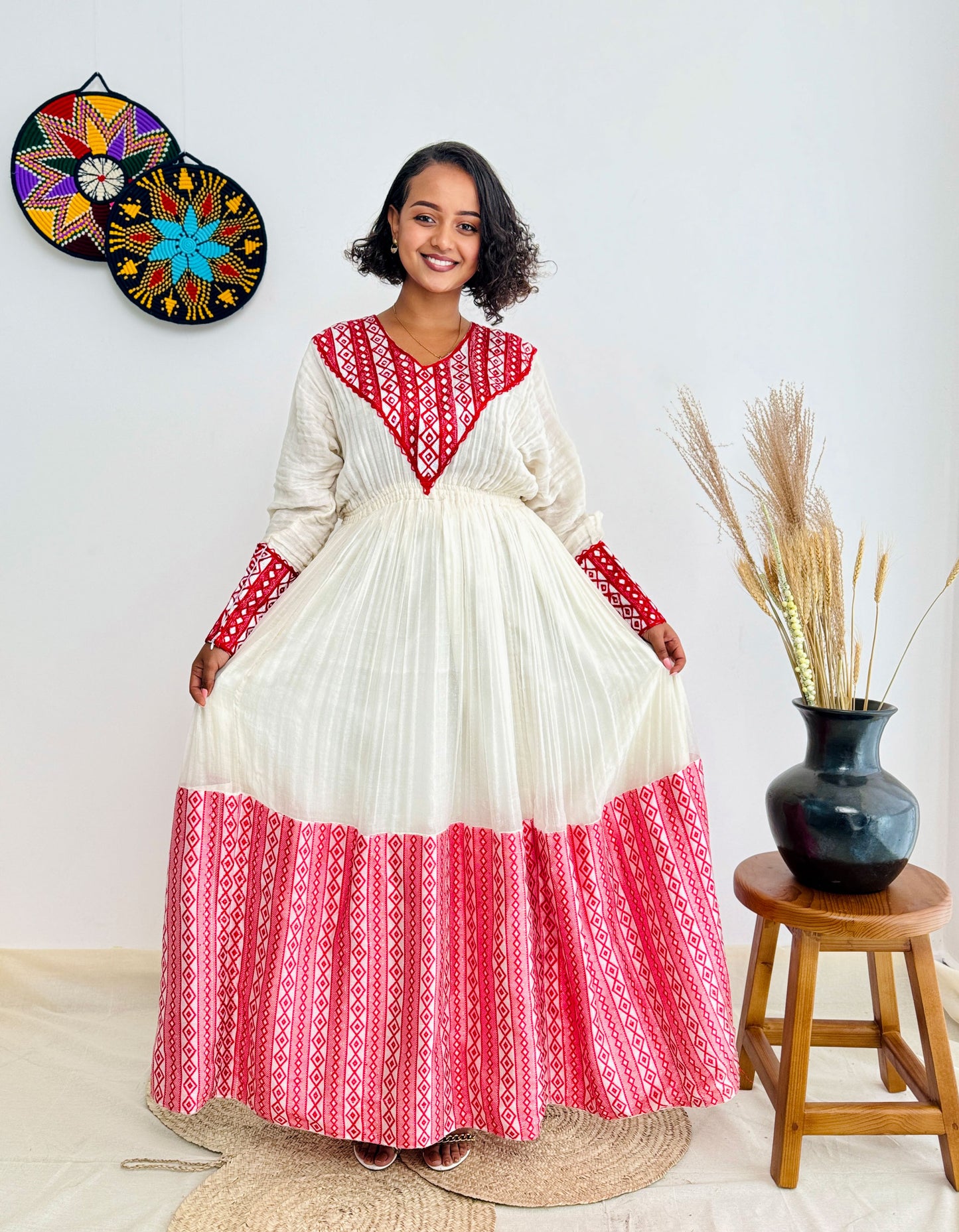 Pink design habesha dress