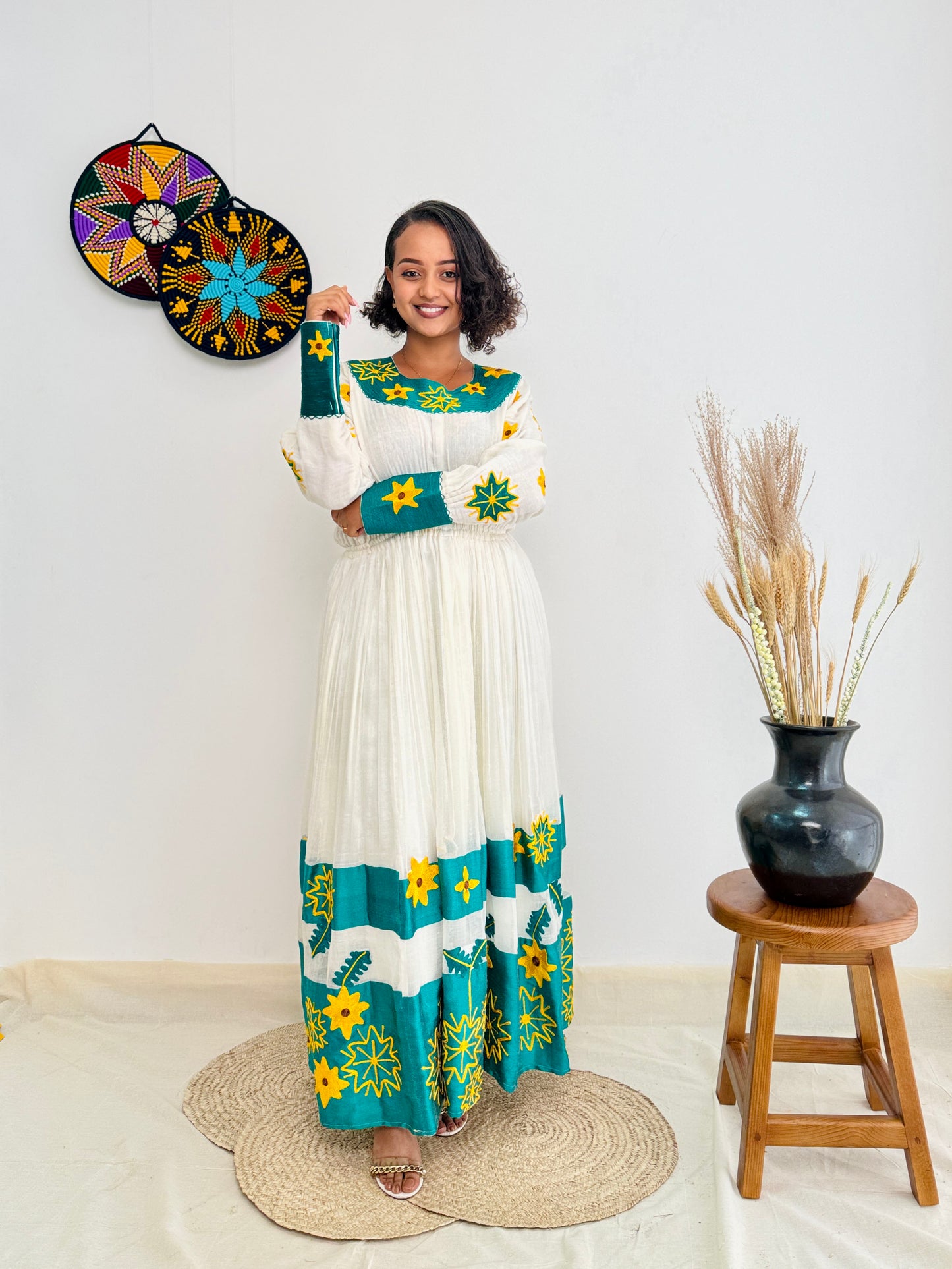 Adey Abeba Habesha Dress | Elegant Green Dress | Cultural Celebrations Dress | Handmade Ethiopian Dress Hab112