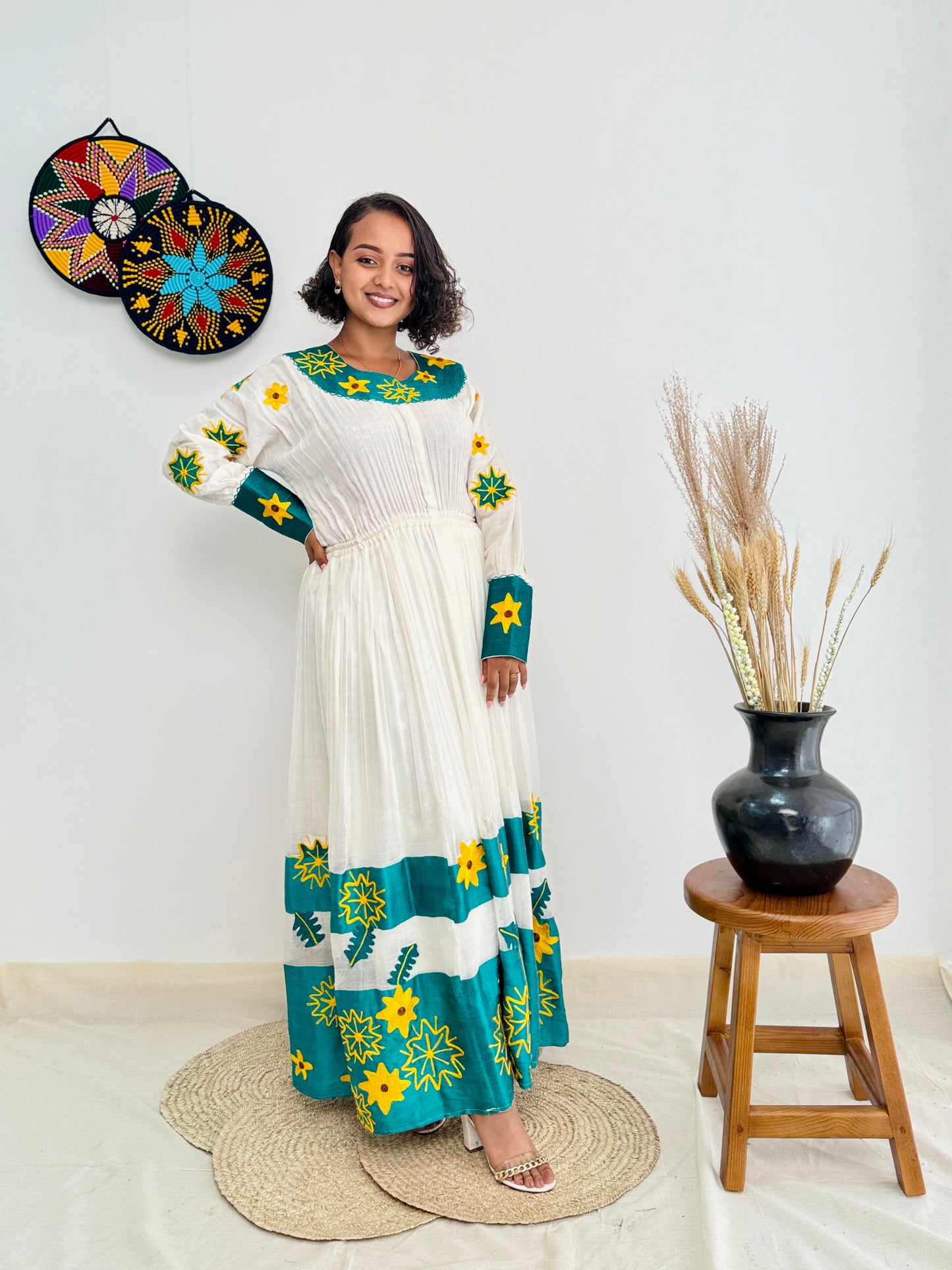 Adey Abeba Habesha Dress | Elegant Green Dress | Cultural Celebrations Dress | Handmade Ethiopian Dress Hab112