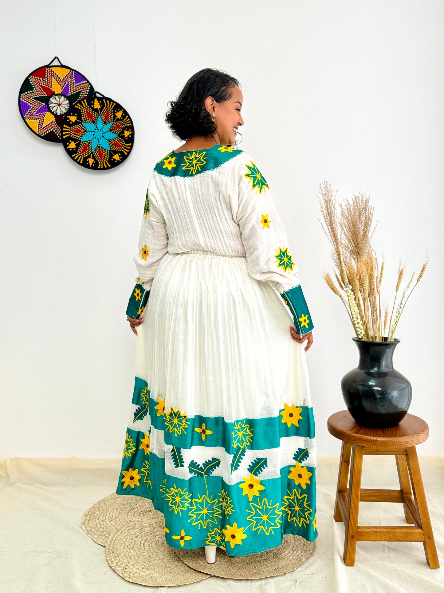 Adey Abeba Habesha Dress | Elegant Green Dress | Cultural Celebrations Dress | Handmade Ethiopian Dress Hab112