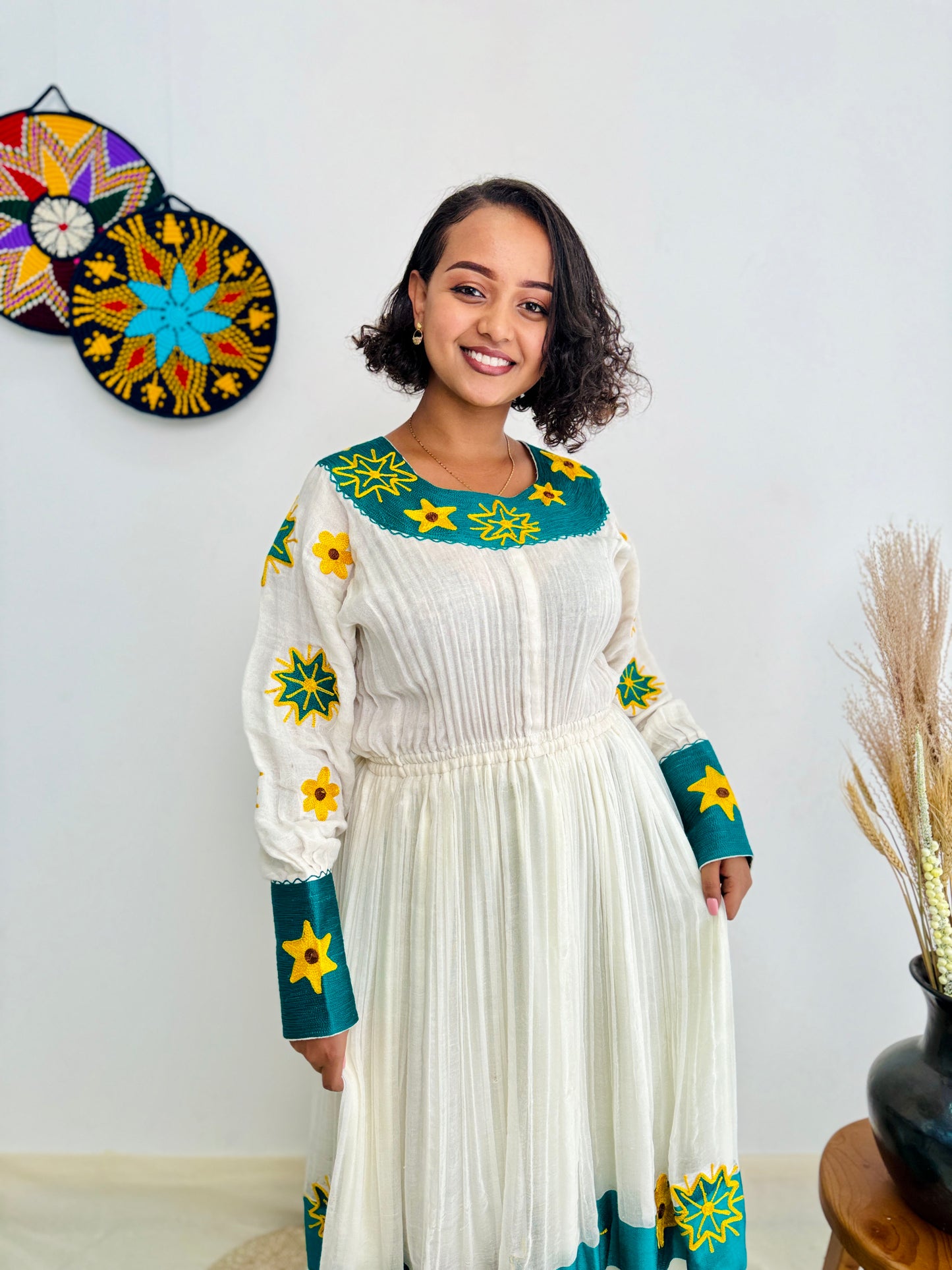 Adey Abeba Habesha Dress | Elegant Green Dress | Cultural Celebrations Dress | Handmade Ethiopian Dress Hab112