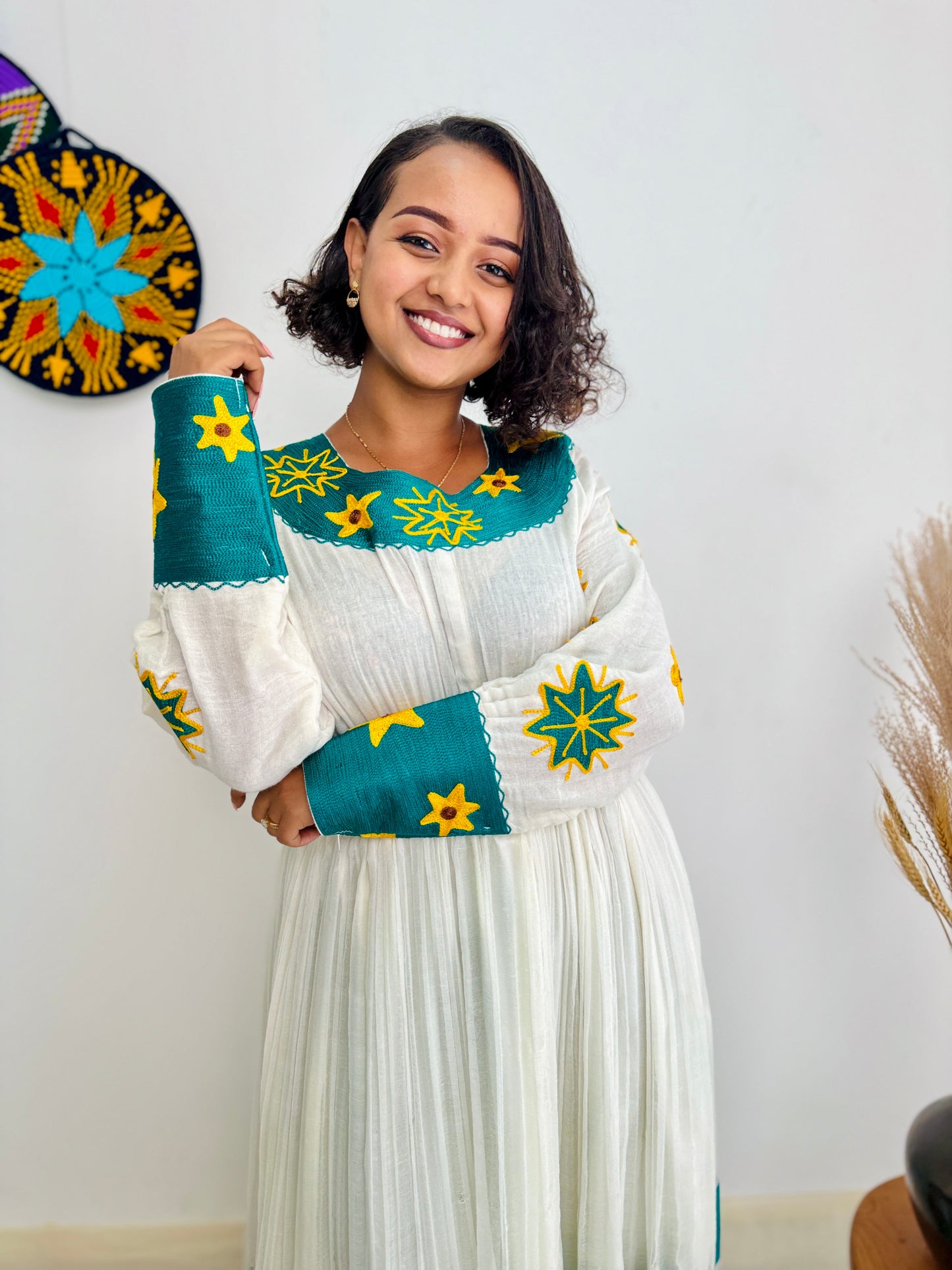 Adey Abeba Habesha Dress | Elegant Green Dress | Cultural Celebrations Dress | Handmade Ethiopian Dress Hab112