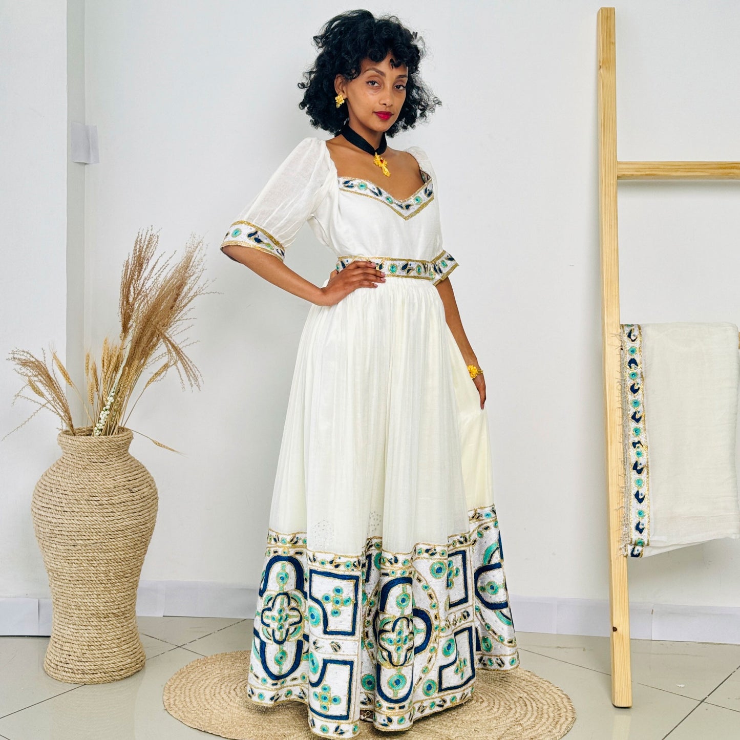 Vibrant Ethiopian Dress Chic Habesha Dress Hab39
