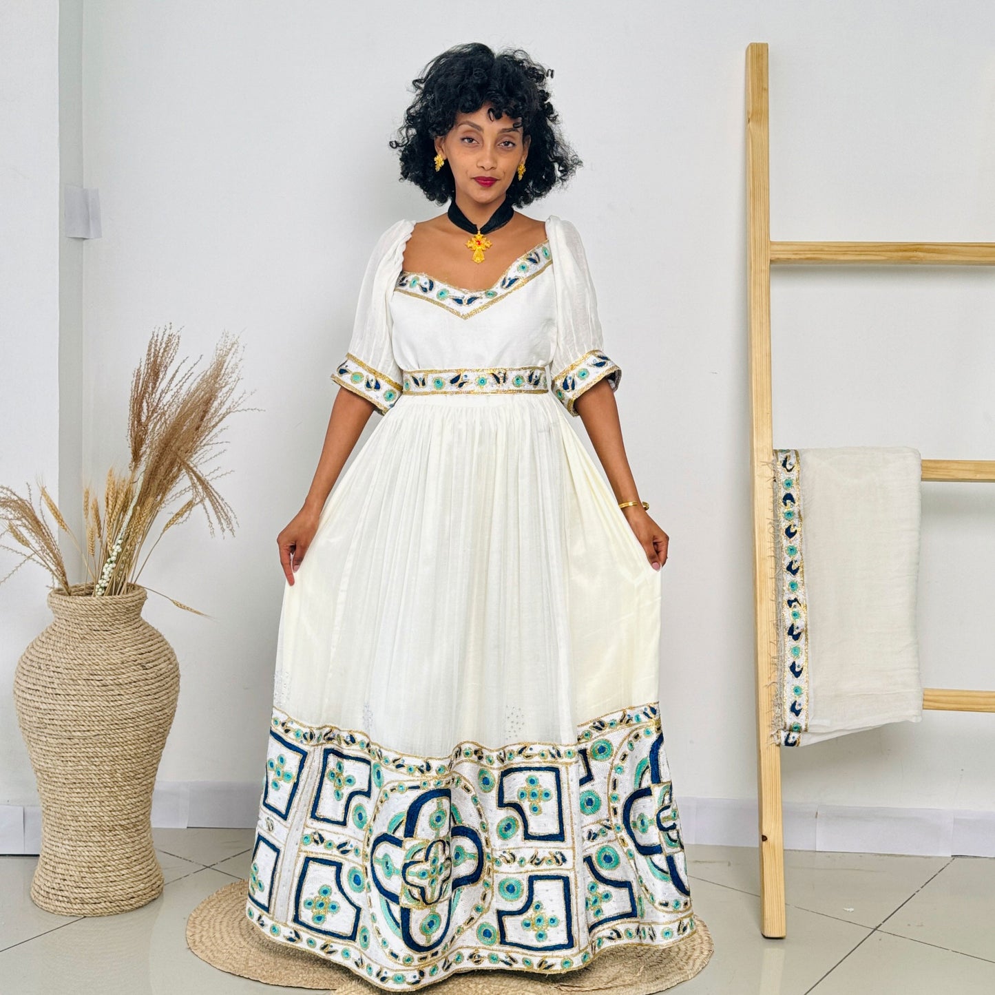 Vibrant Ethiopian Dress Chic Habesha Dress Hab39