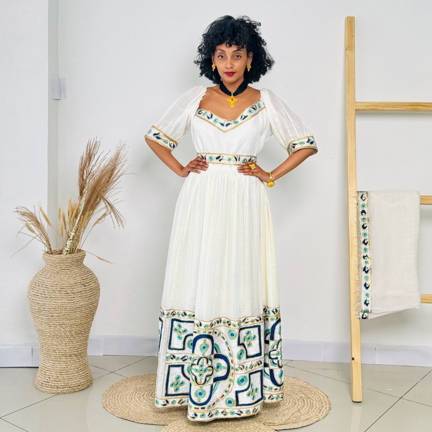 Vibrant Ethiopian Dress Chic Habesha Dress Hab39