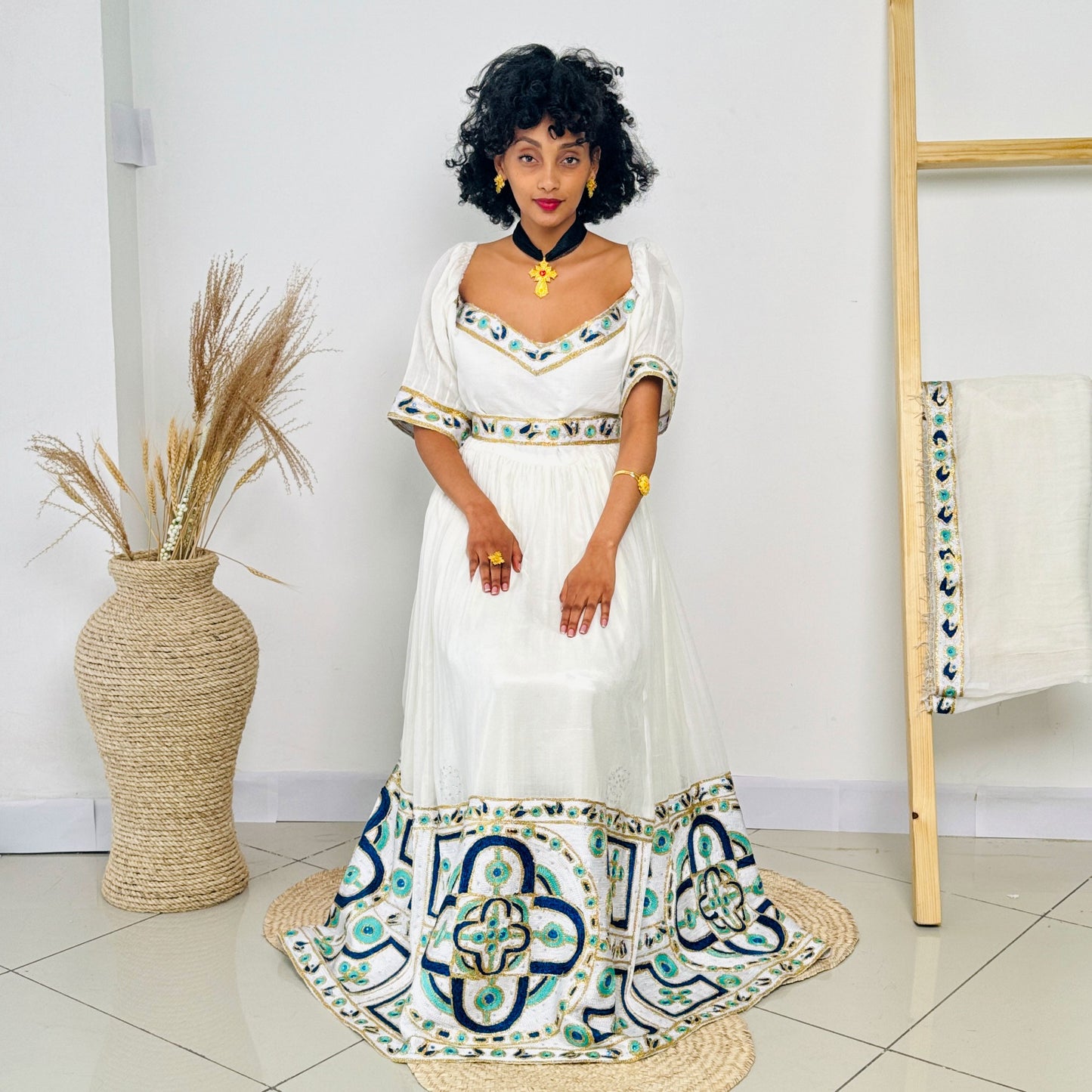 Vibrant Ethiopian Dress Chic Habesha Dress Hab39