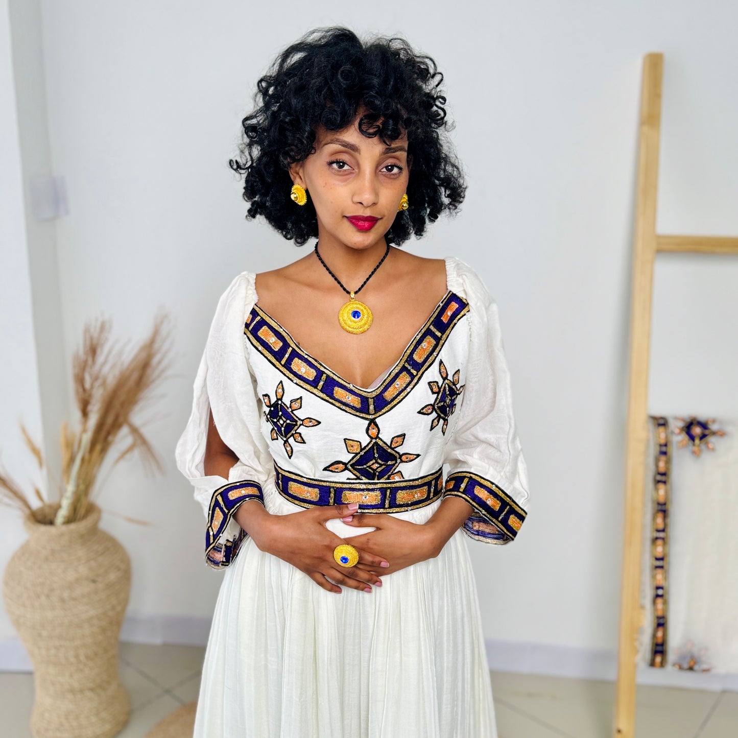 Habesha Dress | Elegant Blue Design | Special Occasions | Intricate Embroidery | Ethiopian Dress Hab96