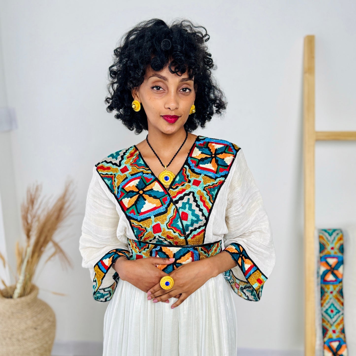 Ethiopian Dress | Multicolor Design | Cultural Elegance | Intricate Embroidery | Habesha Dress Hab93