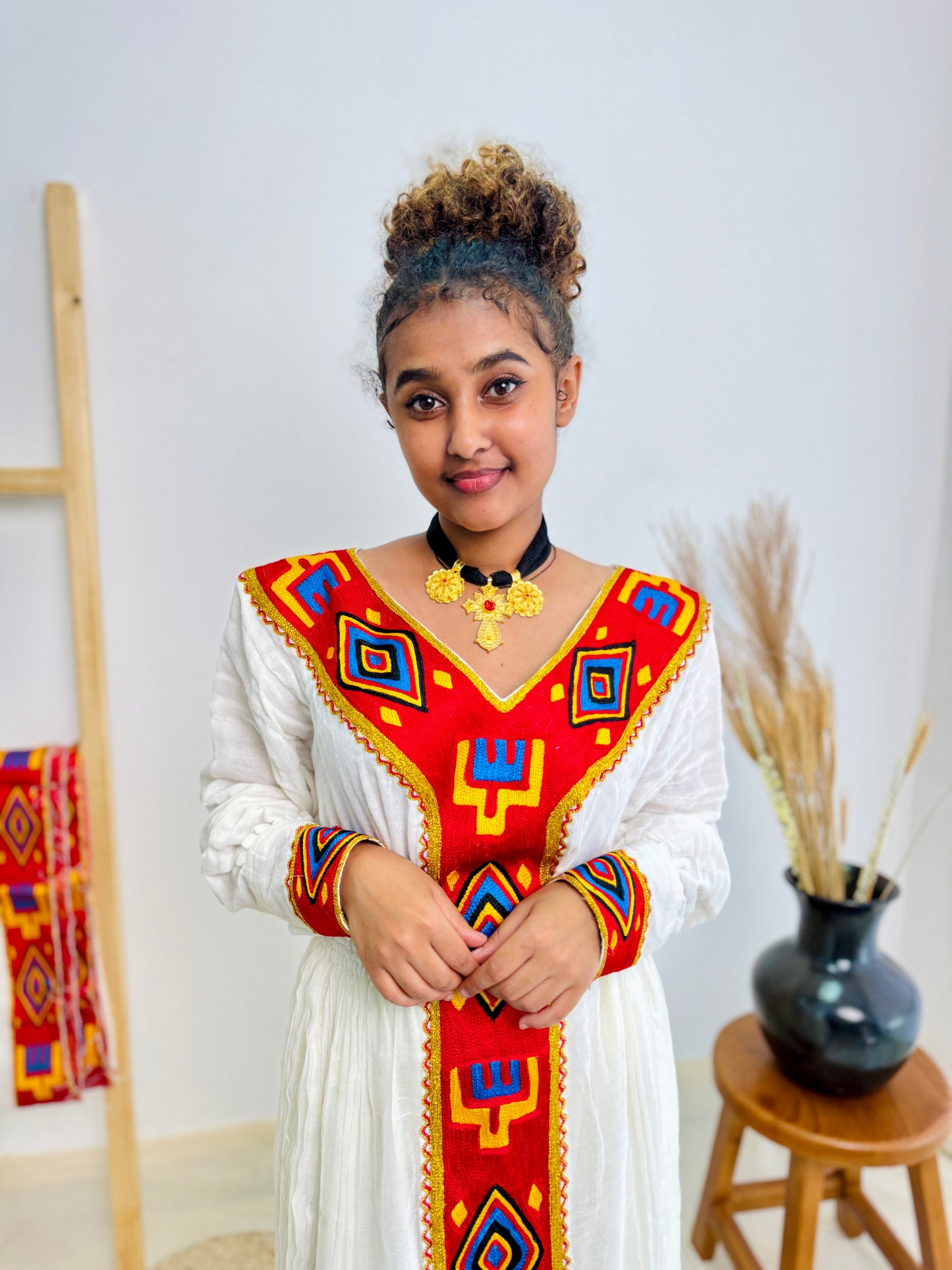Red Habesha Dress Simple Design Habesha Kemis Hab06