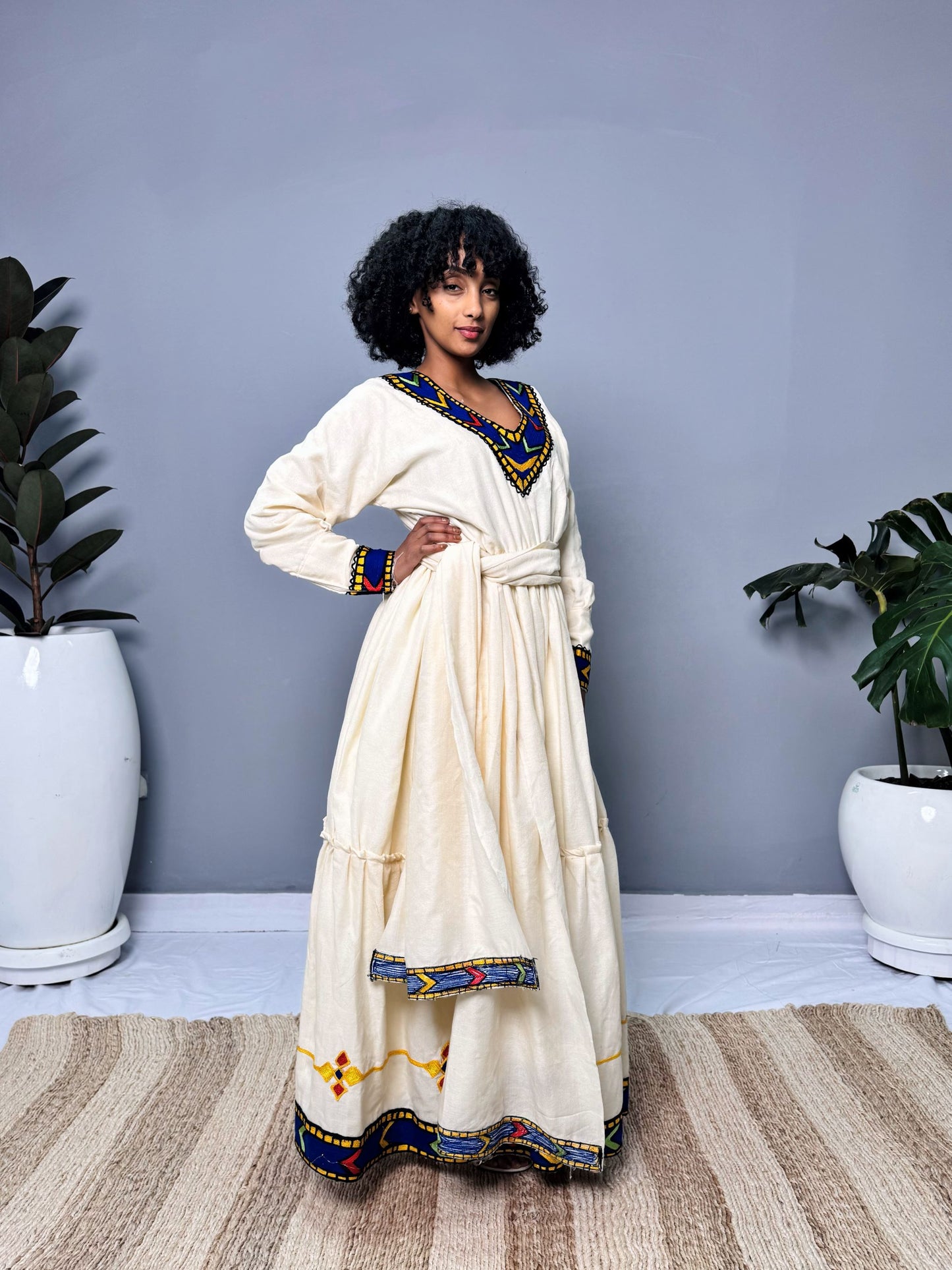 Asheda Dress | Elegant Embroidery & Flowing Silhouette | Cultural Celebrations & Special Occasions | Handmade Ethiopian Craftsmanship Hab118
