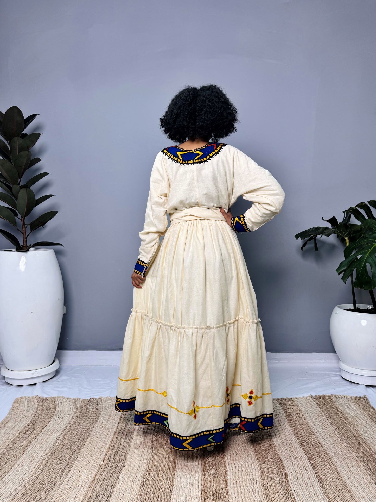 Asheda Dress | Elegant Embroidery & Flowing Silhouette | Cultural Celebrations & Special Occasions | Handmade Ethiopian Craftsmanship Hab118