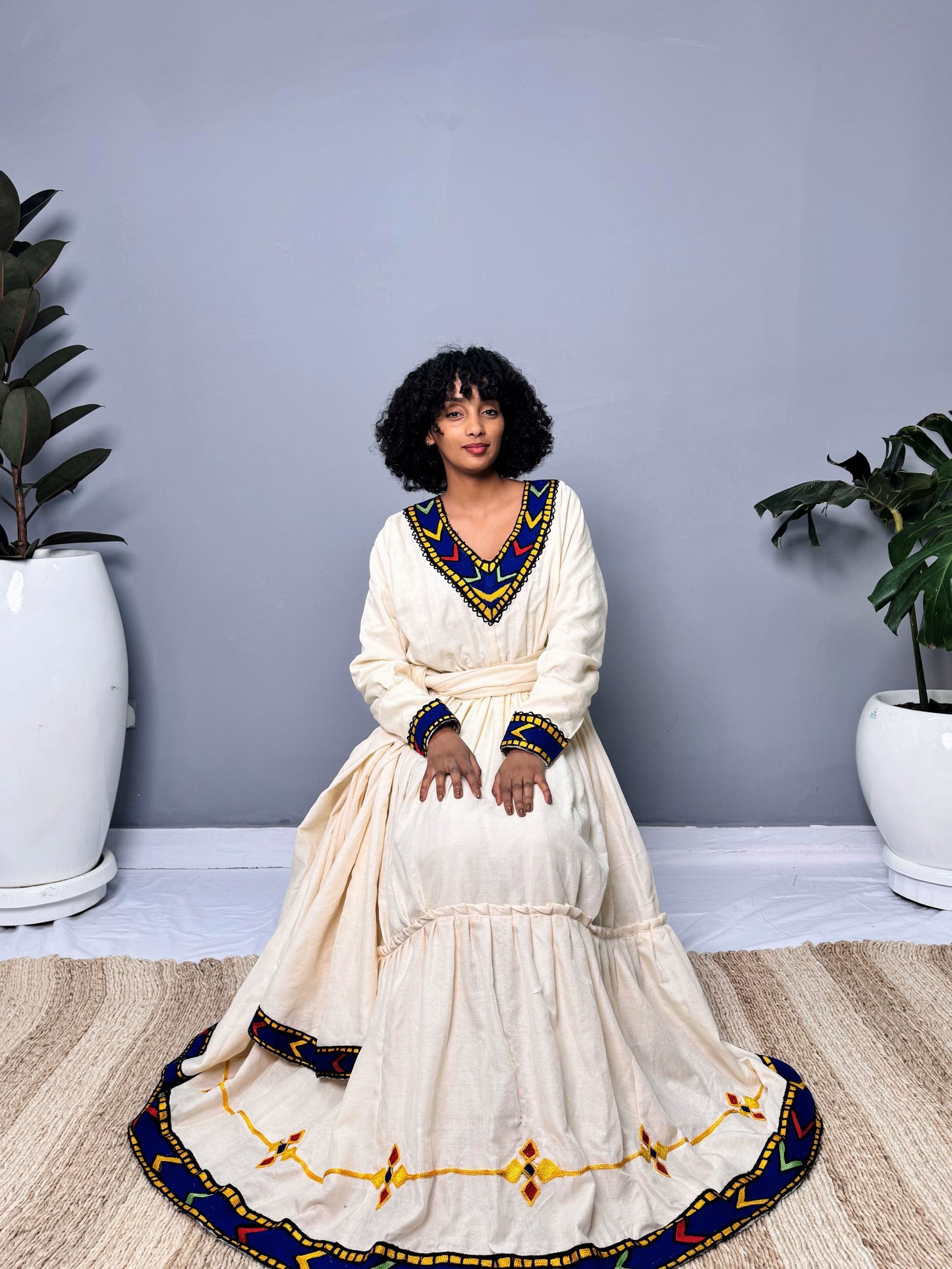 Asheda Dress | Elegant Embroidery & Flowing Silhouette | Cultural Celebrations & Special Occasions | Handmade Ethiopian Craftsmanship Hab118