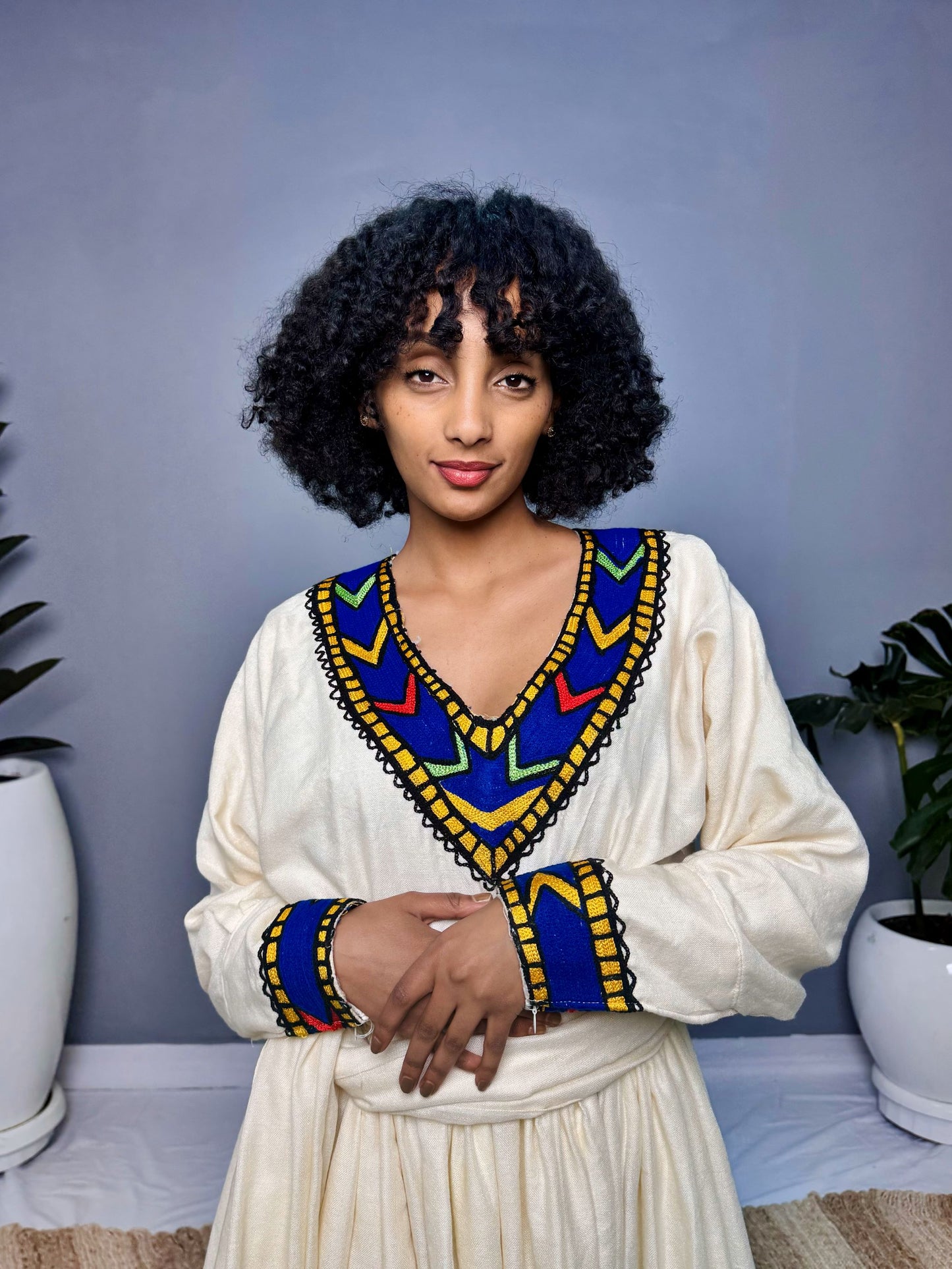 Asheda Dress | Elegant Embroidery & Flowing Silhouette | Cultural Celebrations & Special Occasions | Handmade Ethiopian Craftsmanship Hab118