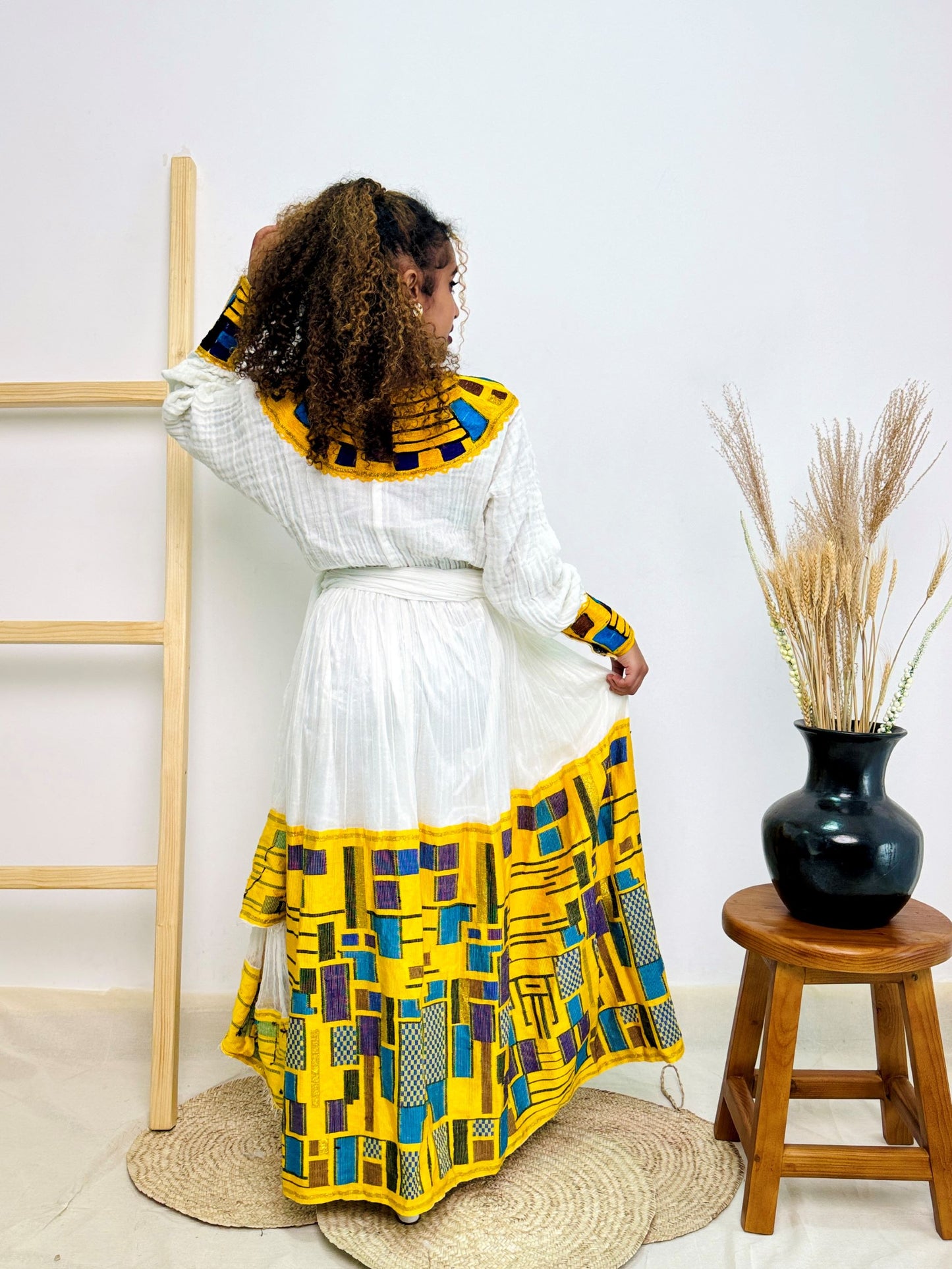Bold, Bright & Unapologetically Ethiopian | Habesha Kemis Dress | Handwoven Masterpiece with Vibrant Yellow Tibeb Hab157