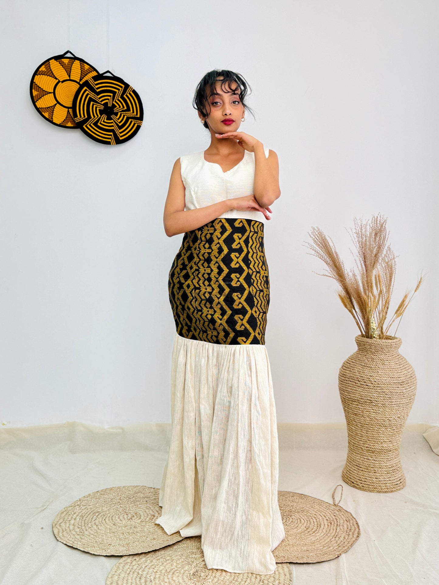 Handwoven Ethiopian Habesha Kemis | Elegant Traditional Dress with Geometric Tibeb Embroidery | Timeless & Graceful Hab135