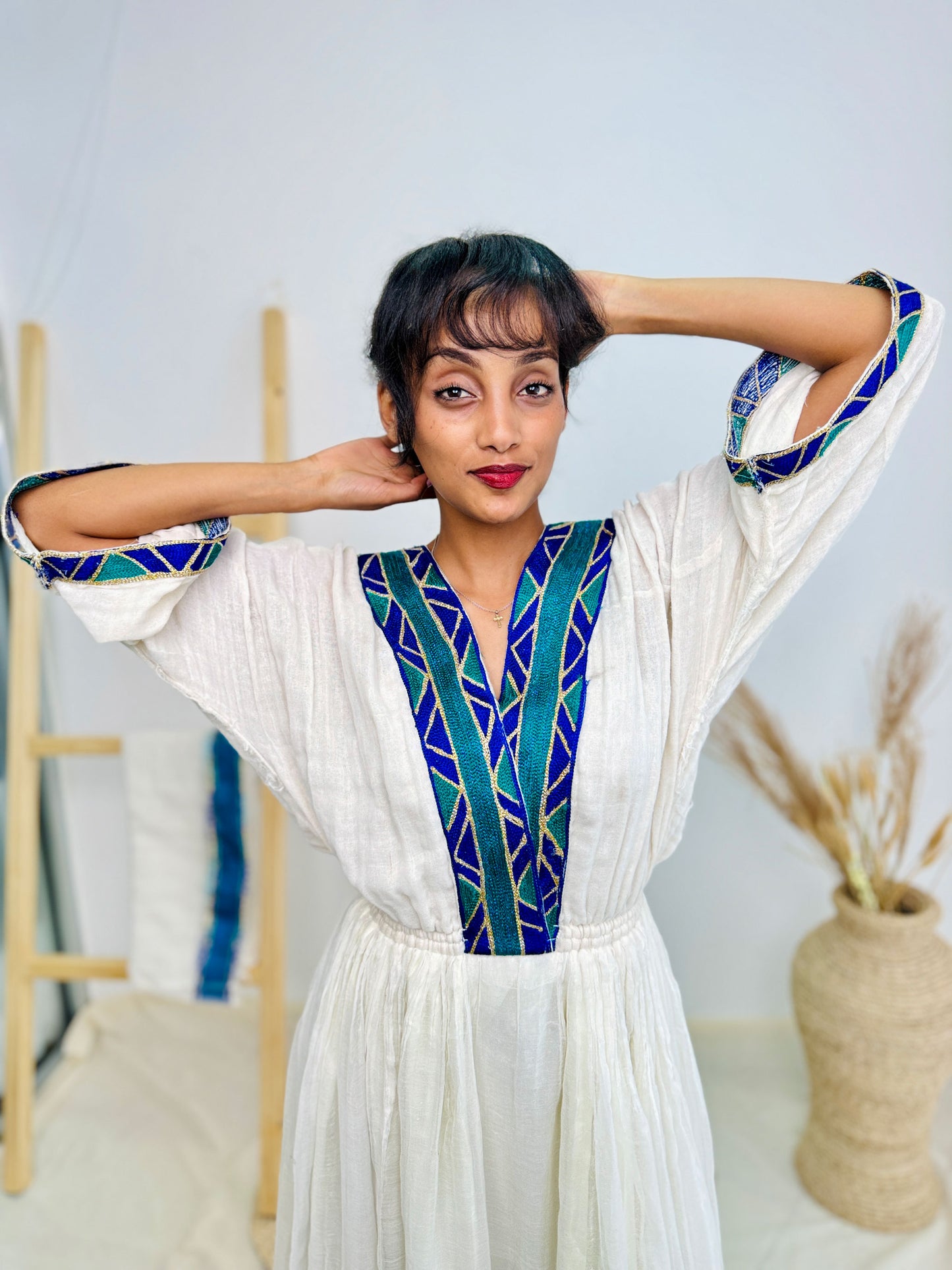 Habesha Dress | Elegant Blue Embroidery | Weddings & Cultural Celebrations | Handcrafted Habesha Dresses Hab72