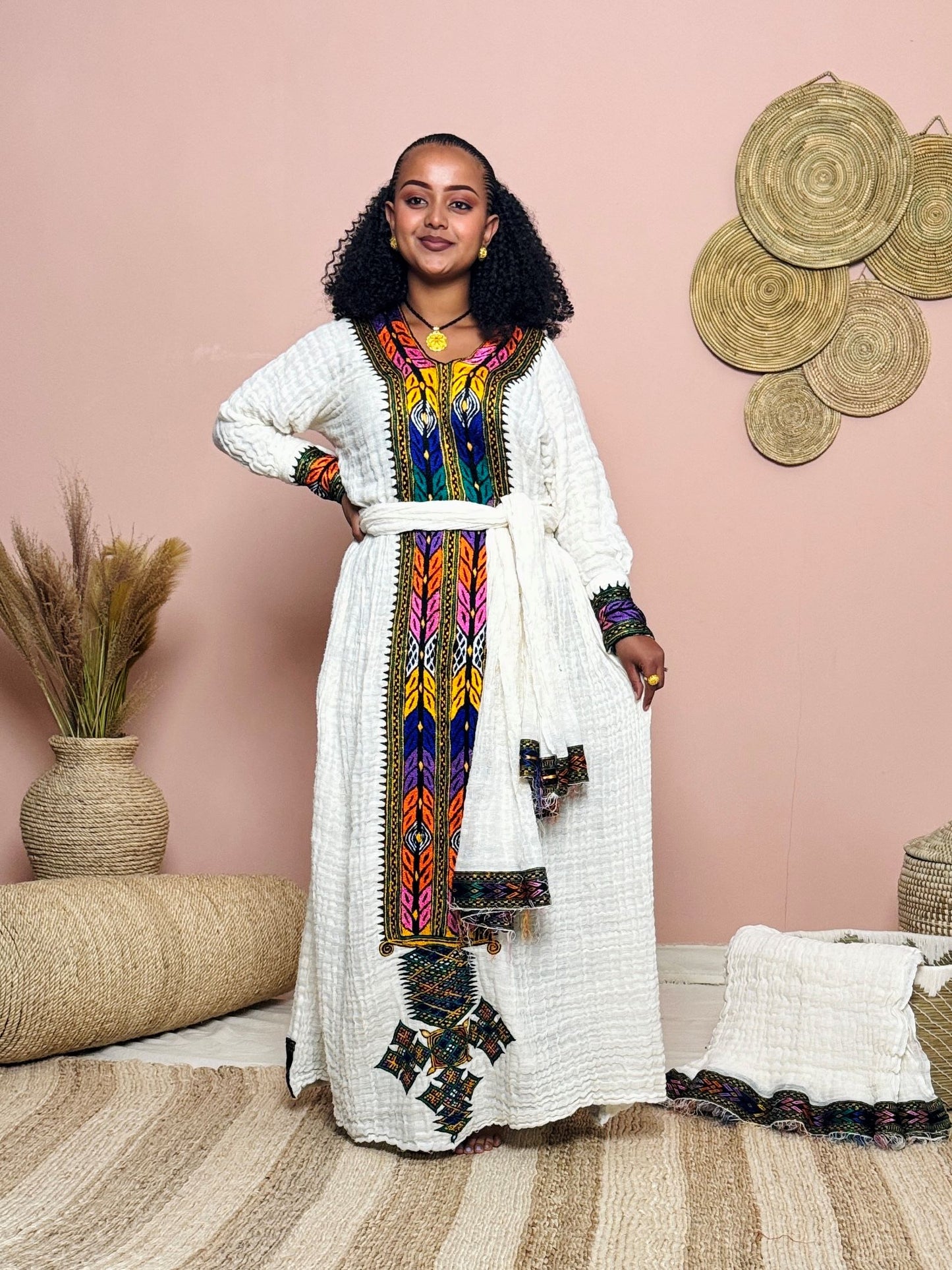 Handmade Ethiopian Dress | Habesha Kemis | Traditional Eritrean Attire | Handwoven Cotton Dress | African Cultural Wear Hab154