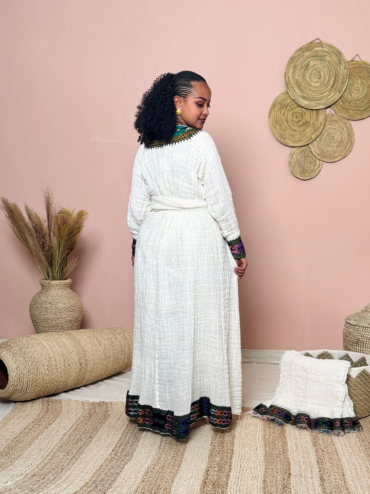 Handmade Ethiopian Dress | Habesha Kemis | Traditional Eritrean Attire | Handwoven Cotton Dress | African Cultural Wear Hab154