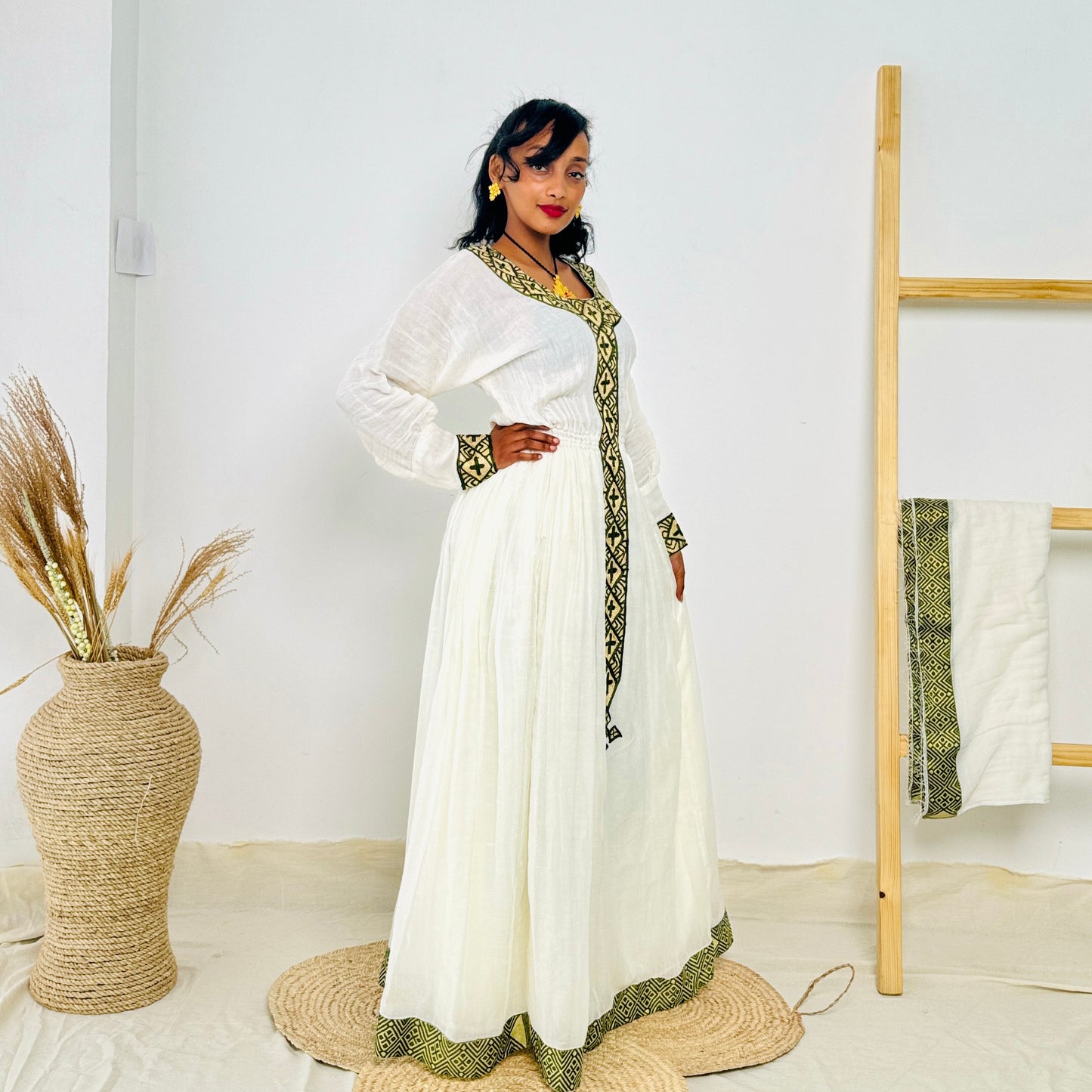 Habesha Dress | Full-Sleeved Elegance | Cultural Celebrations & Special Occasions | Handcrafted Detailing | Ethiopian Dress | Hab128