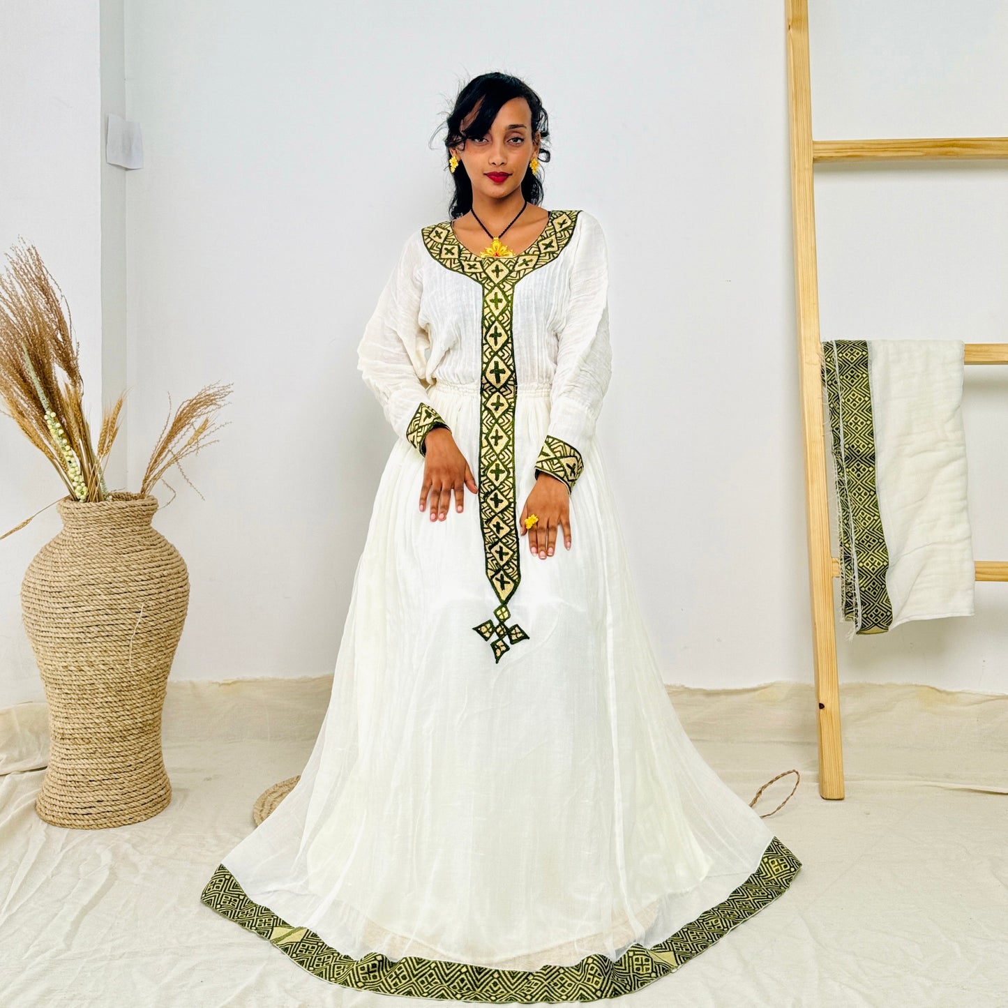 Habesha Dress | Full-Sleeved Elegance | Cultural Celebrations & Special Occasions | Handcrafted Detailing | Ethiopian Dress | Hab128