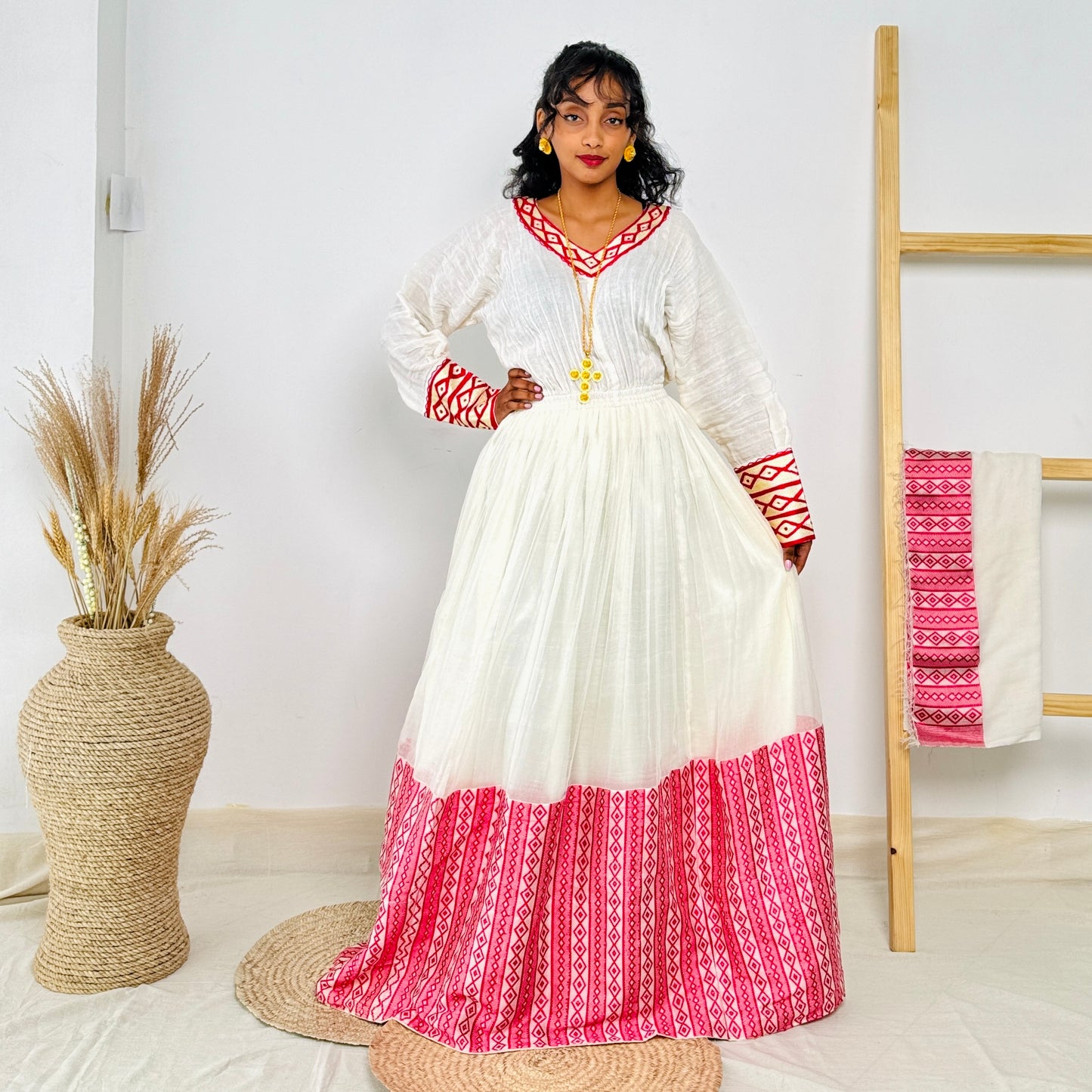 Ethiopia Dress | Elegant Embroidered Design | Perfect for Special Occasions | Handwoven Craftsmanship | Habesha Dress Hab108
