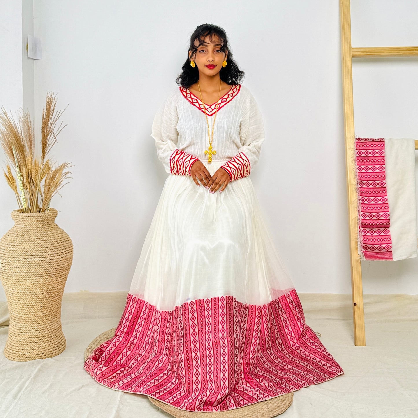 Ethiopia Dress | Elegant Embroidered Design | Perfect for Special Occasions | Handwoven Craftsmanship | Habesha Dress Hab108