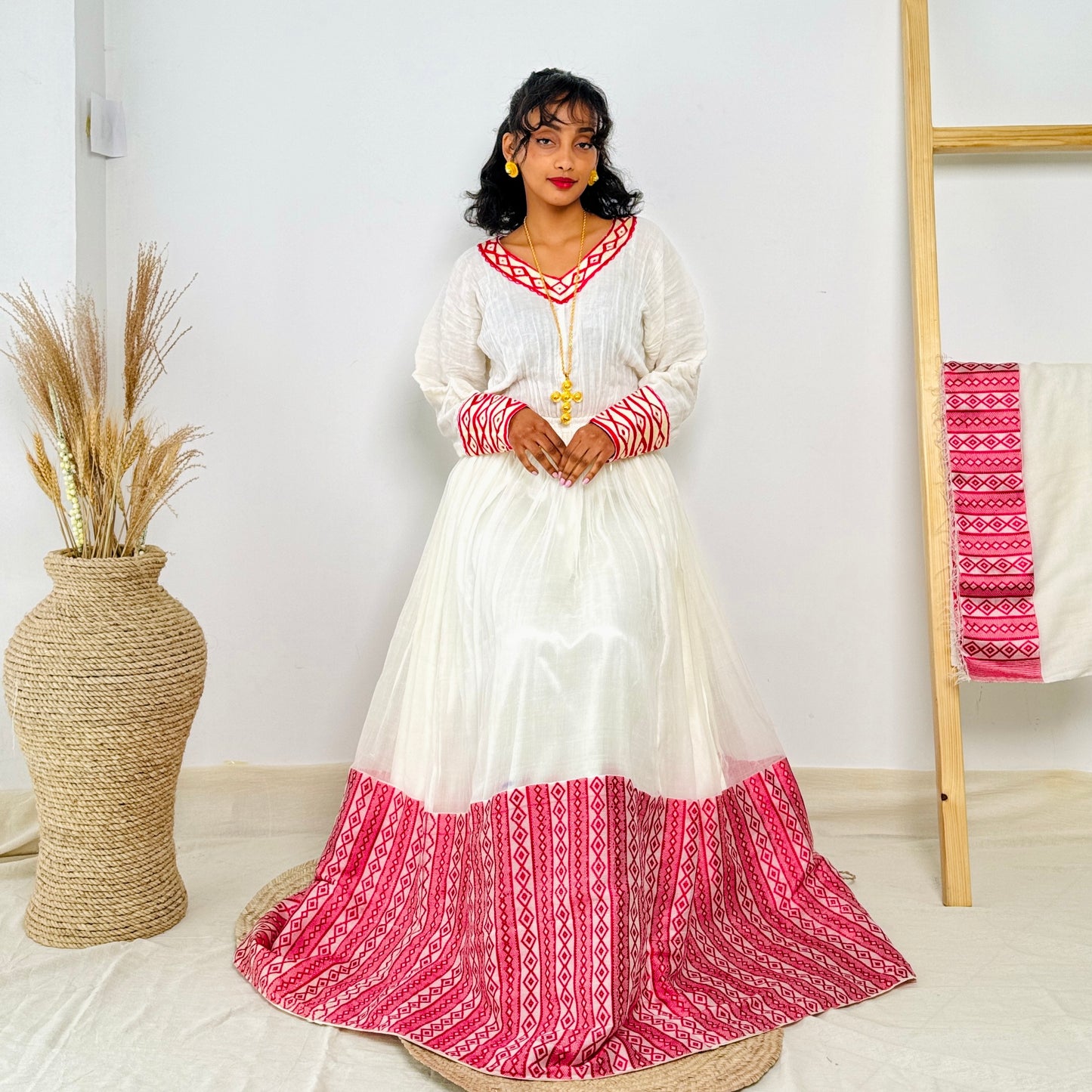 Ethiopia Dress | Elegant Embroidered Design | Perfect for Special Occasions | Handwoven Craftsmanship | Habesha Dress Hab108