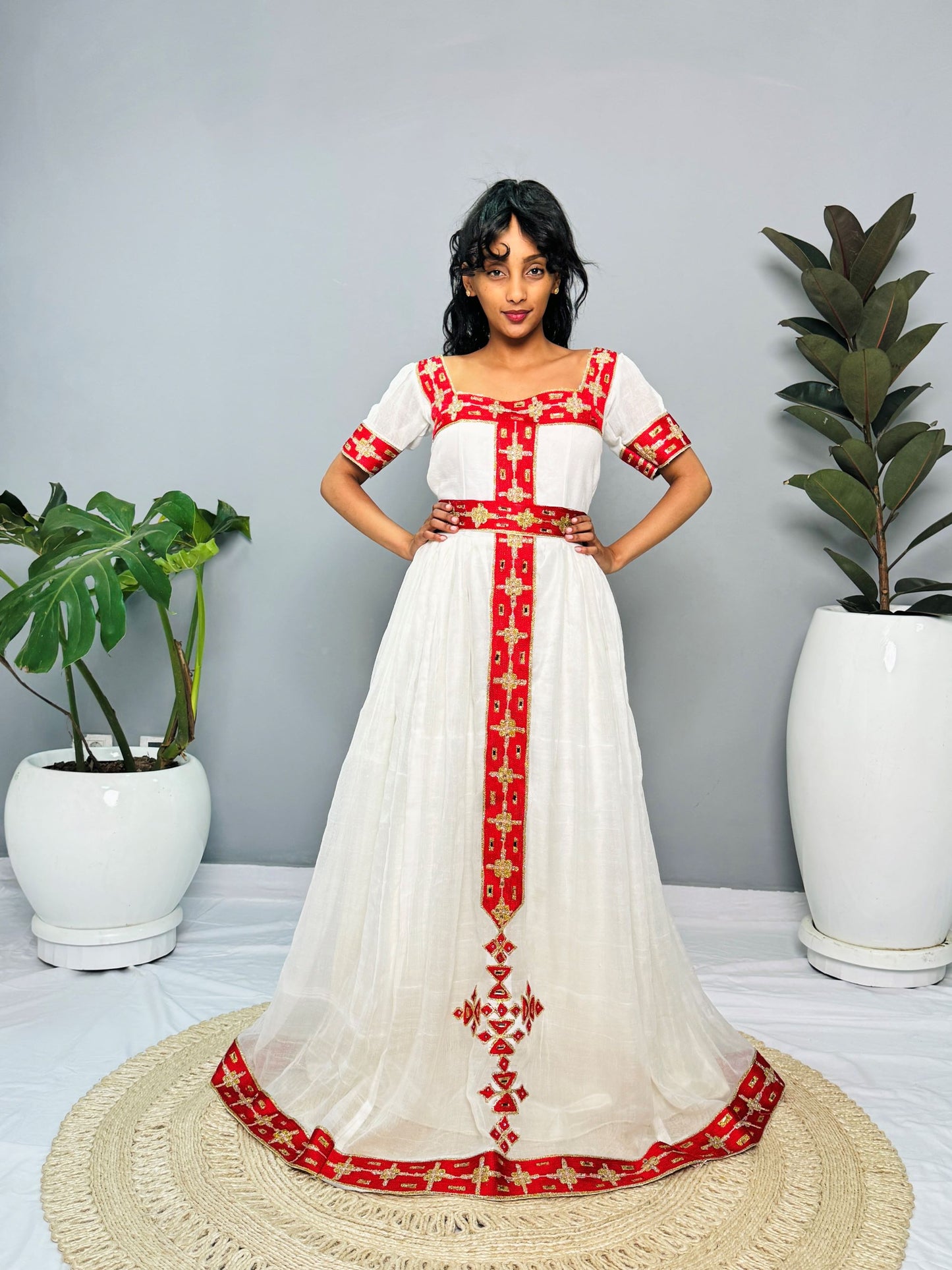 Luxury Ethiopian Dress | Habesha Kemis | Handwoven Cotton Dress | Traditional Ethiopian Wedding Dress | Handmade Hab154
