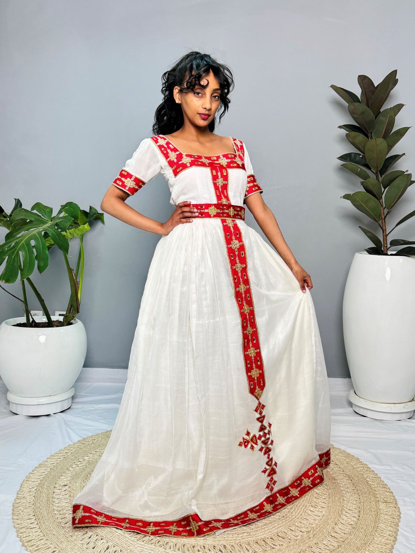 Luxury Ethiopian Dress | Habesha Kemis | Handwoven Cotton Dress | Traditional Ethiopian Wedding Dress | Handmade Hab154