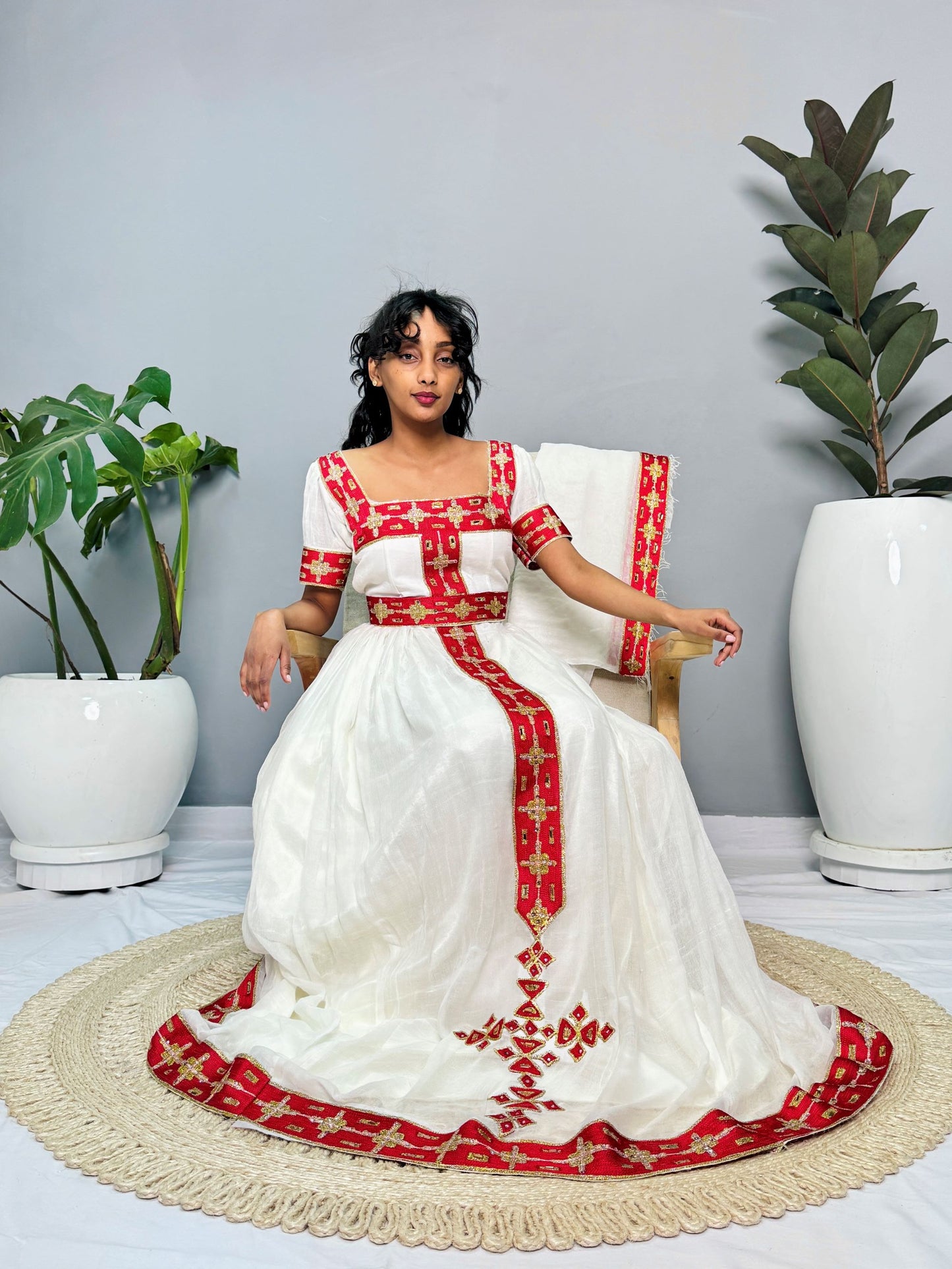 Luxury Ethiopian Dress | Habesha Kemis | Handwoven Cotton Dress | Traditional Ethiopian Wedding Dress | Handmade Hab154