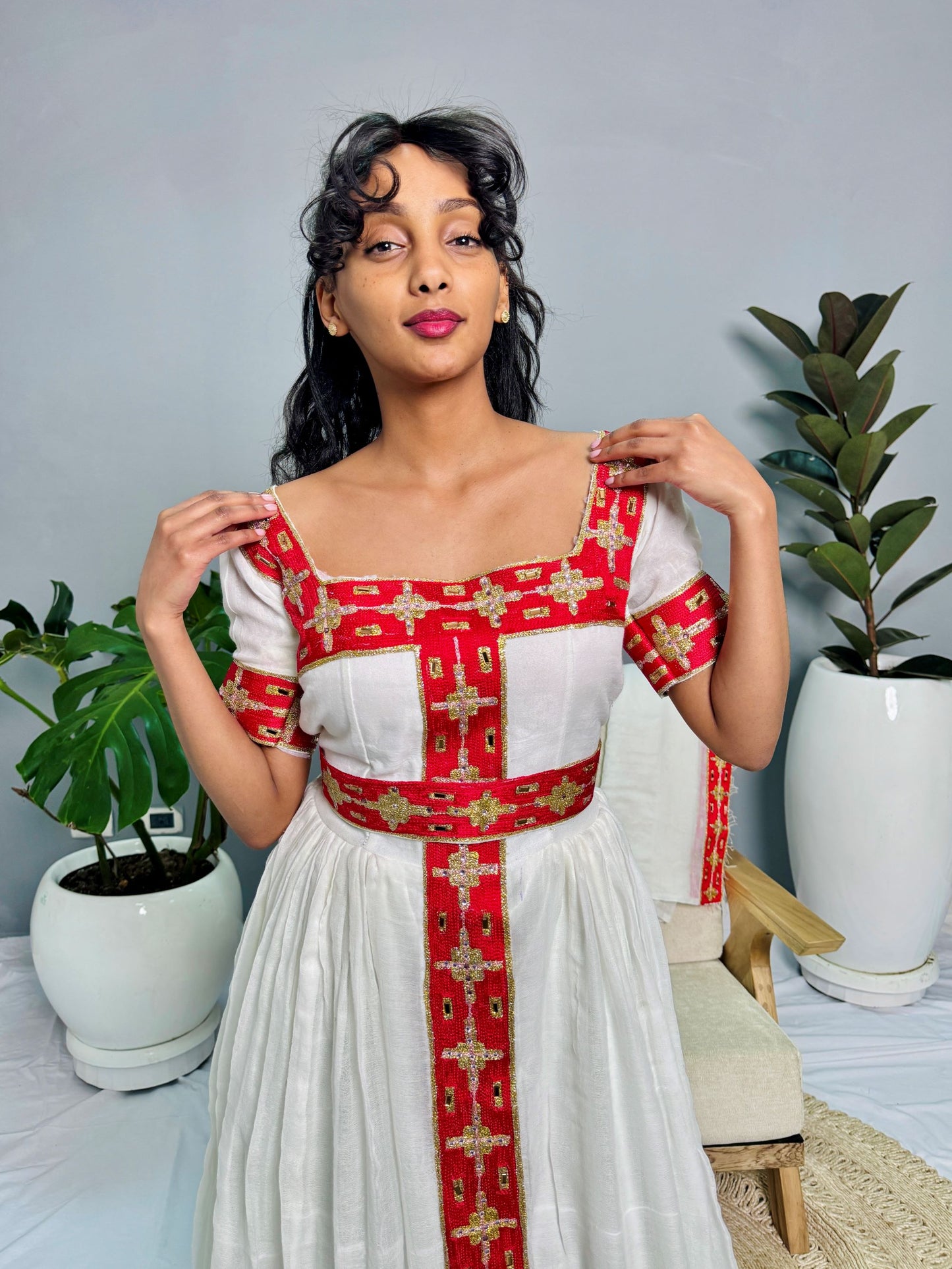 Luxury Ethiopian Dress | Habesha Kemis | Handwoven Cotton Dress | Traditional Ethiopian Wedding Dress | Handmade Hab154