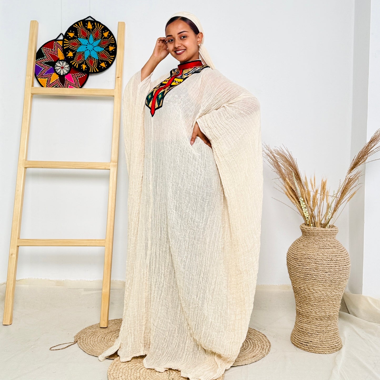 Ethiopian Dress | Unique Red & Gold Design | Special Occasions & Cultural Celebrations | Handcrafted Elegance | Habesha DressHab130