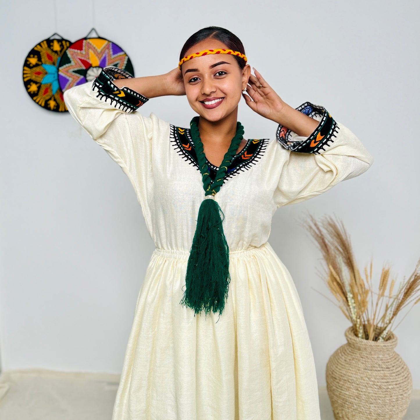 Habesha Dress | Elegant Dark Blue Design | Cultural Celebrations | Intricate Embroidery Handwoven | Ethiopian Dress Hab92