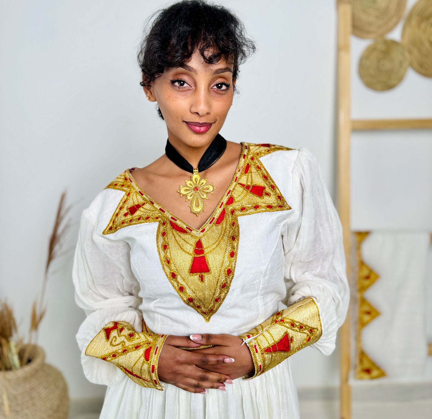 Golden Embroidery Habesha Dress Traditional Ethiopian Dress Hab44