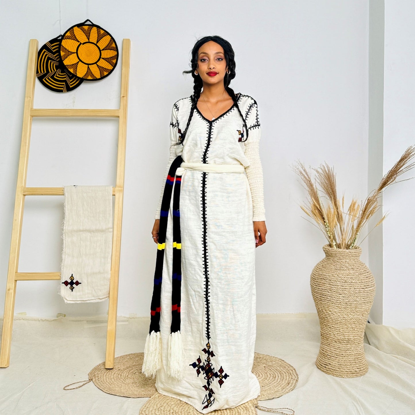 Handwoven Ethiopian Habesha Kemis | Minimalist Traditional Dress | Bold Accents | Timeless & Modern Design Hab137
