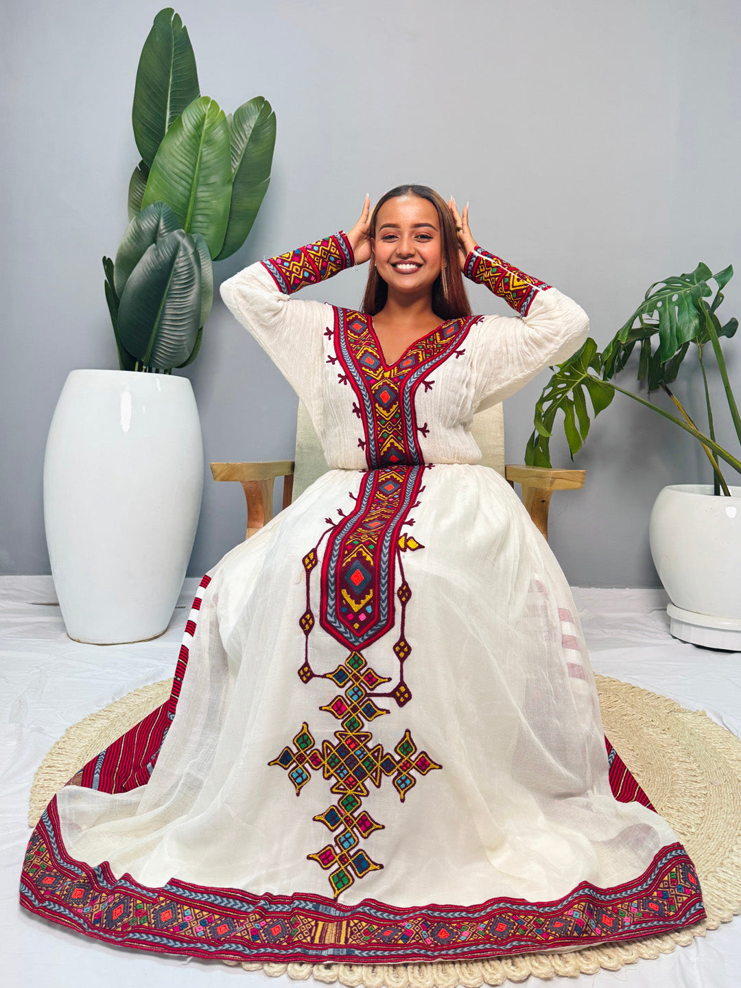 Queen’s Crest | Luxury Ethiopian Dress | Habesha Kemis | Handwoven Cotton Dress | Traditional Ethiopian Wedding Dress | Handmade Hab155