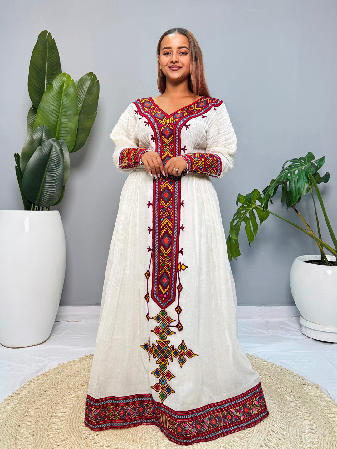 Queen’s Crest | Luxury Ethiopian Dress | Habesha Kemis | Handwoven Cotton Dress | Traditional Ethiopian Wedding Dress | Handmade Hab155